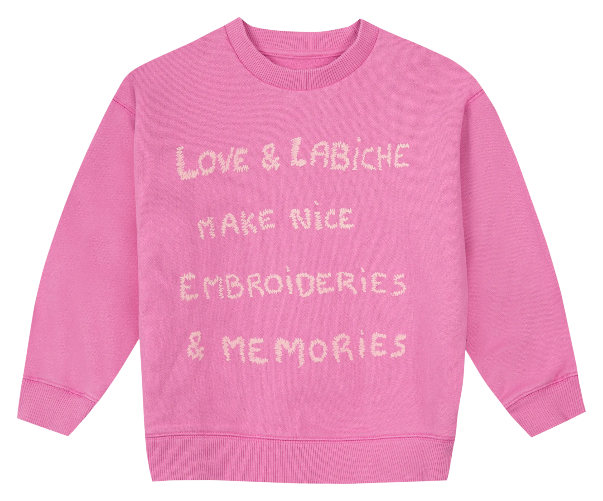 Sweat col rond brodé en coton bio Rose PEREIRE LOVE & LABICHE