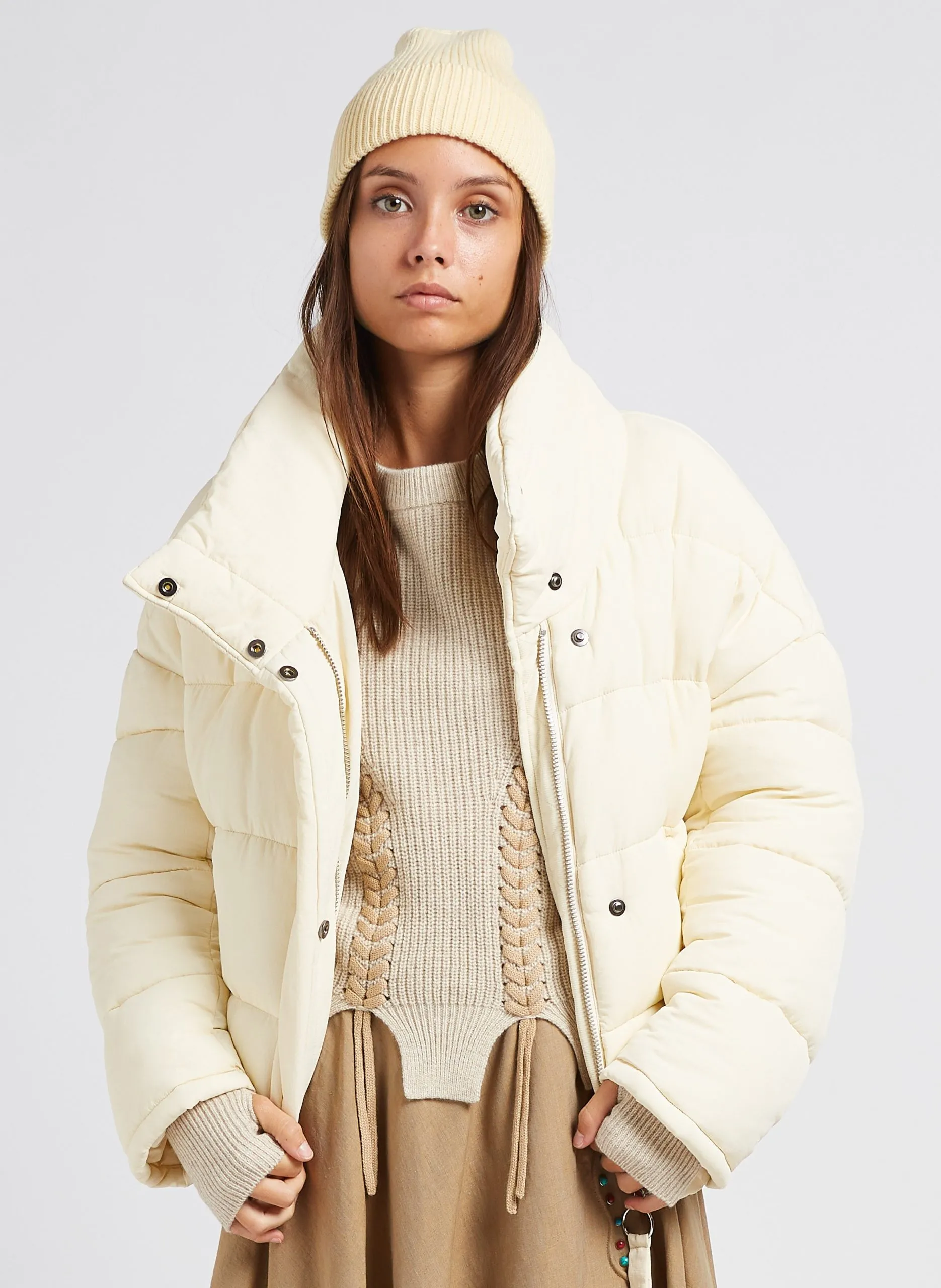 Doudoune oversize col montant Blanc