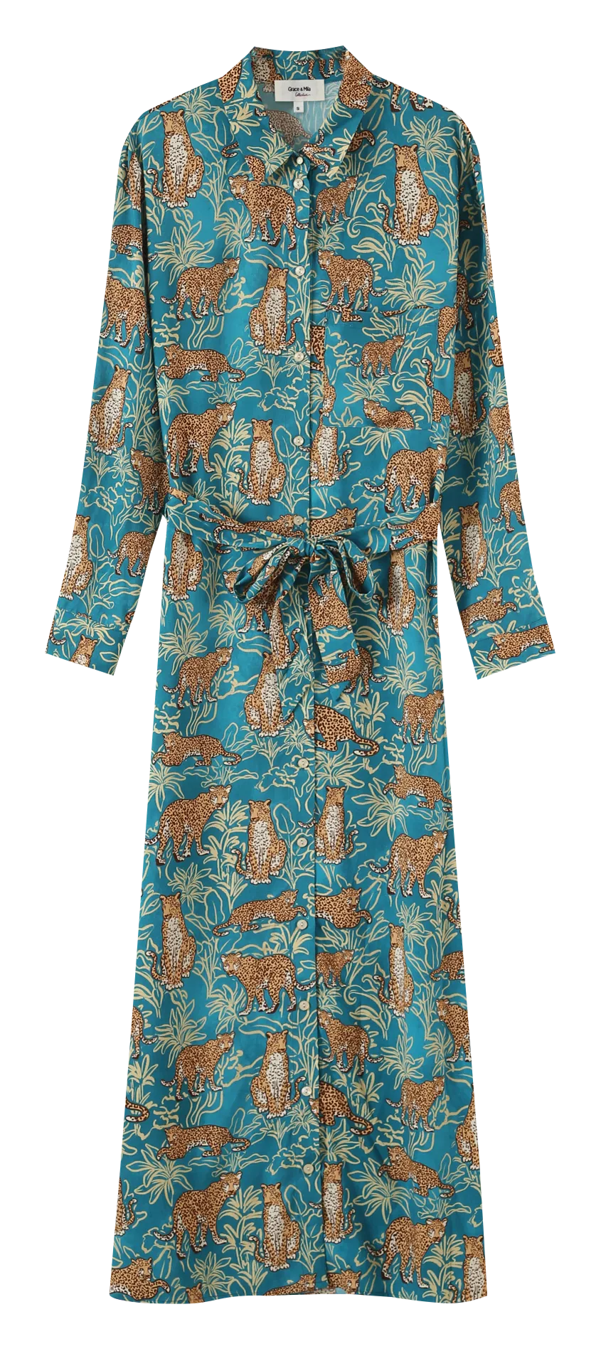 Robe longue et fluide à imprimé animalier Vert LETTY