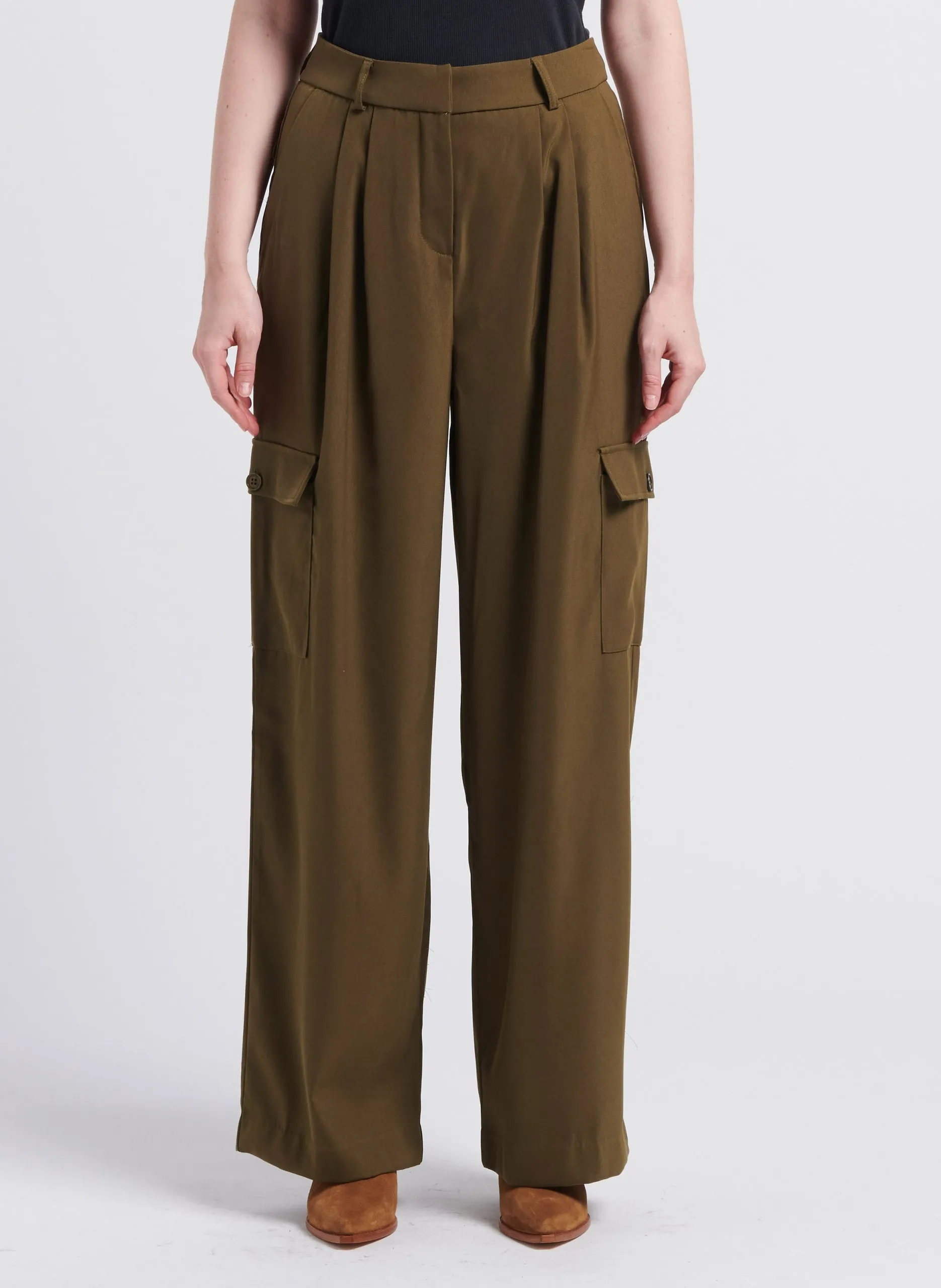 Pantalon cargo fluide Kaki WINNIE MIA