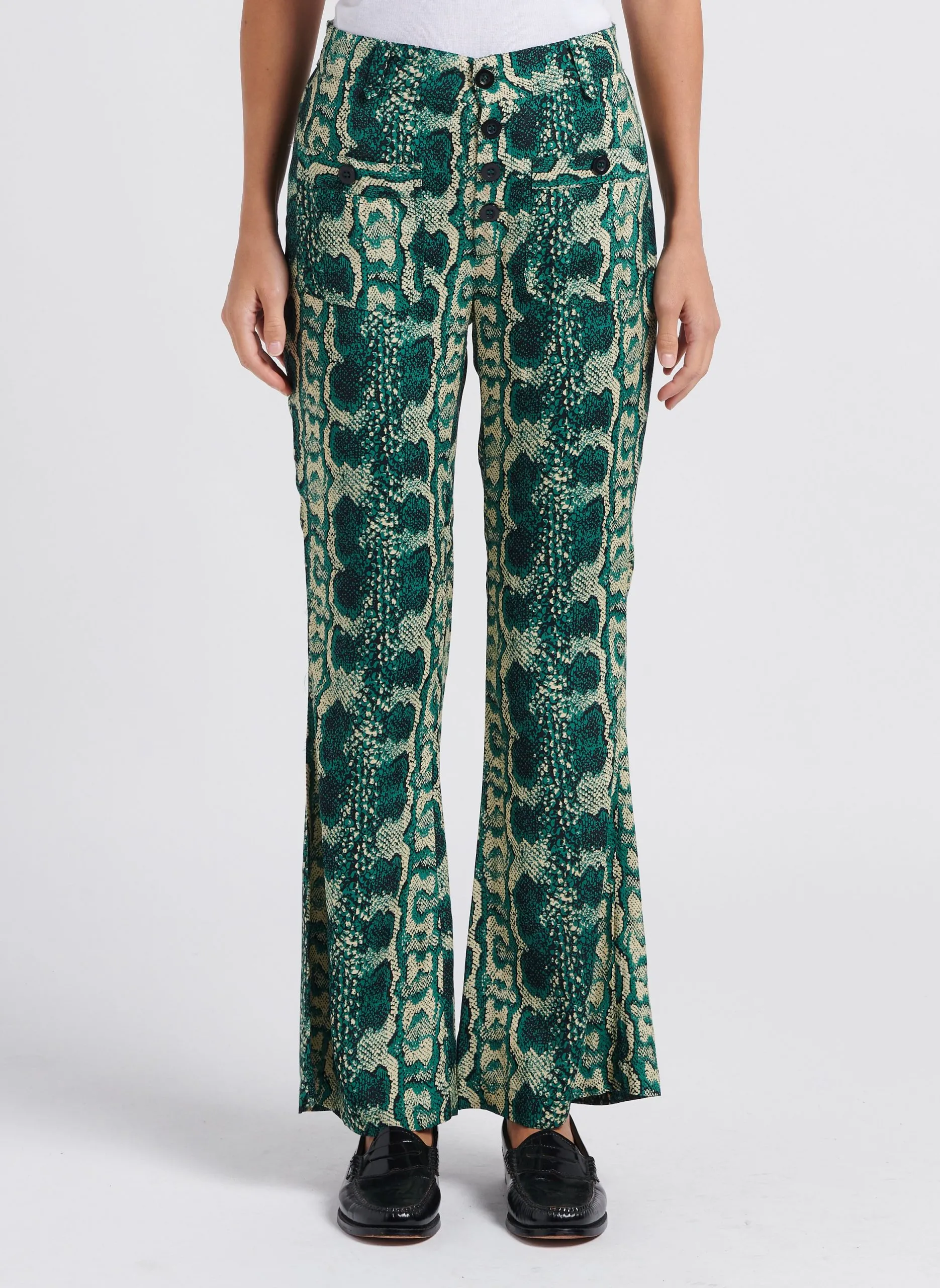 Pantalon palazzo à imprimé python Vert POWER