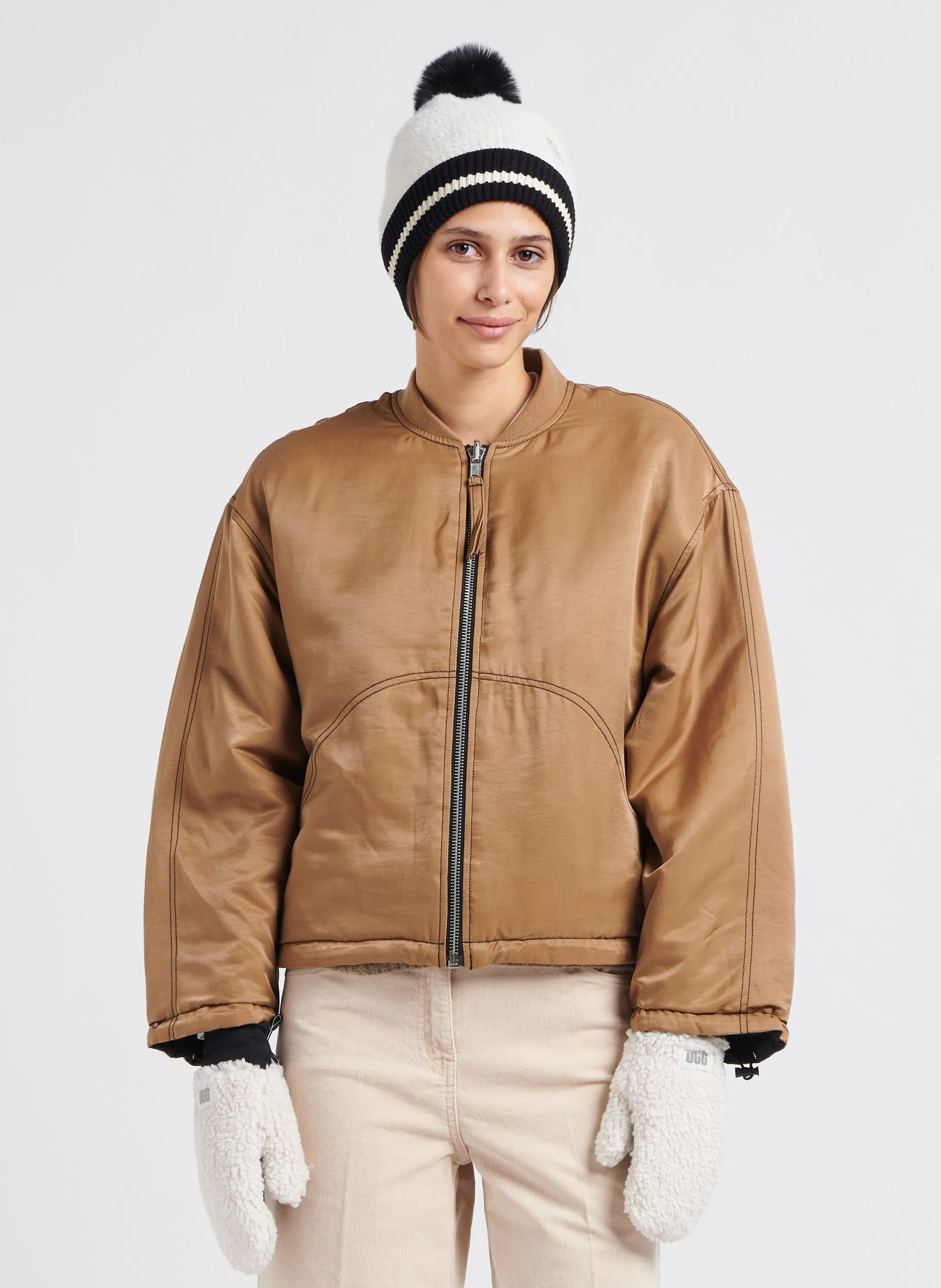Blouson col montant Marron CILIE