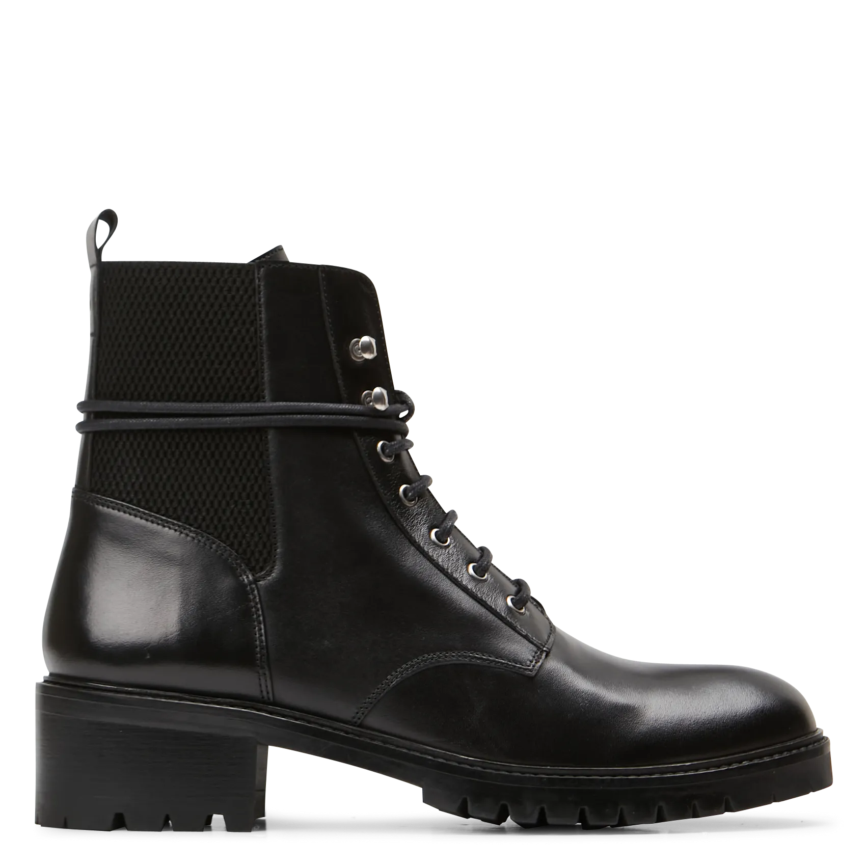 Boots à lacets en cuir lisse Noir AZELIE