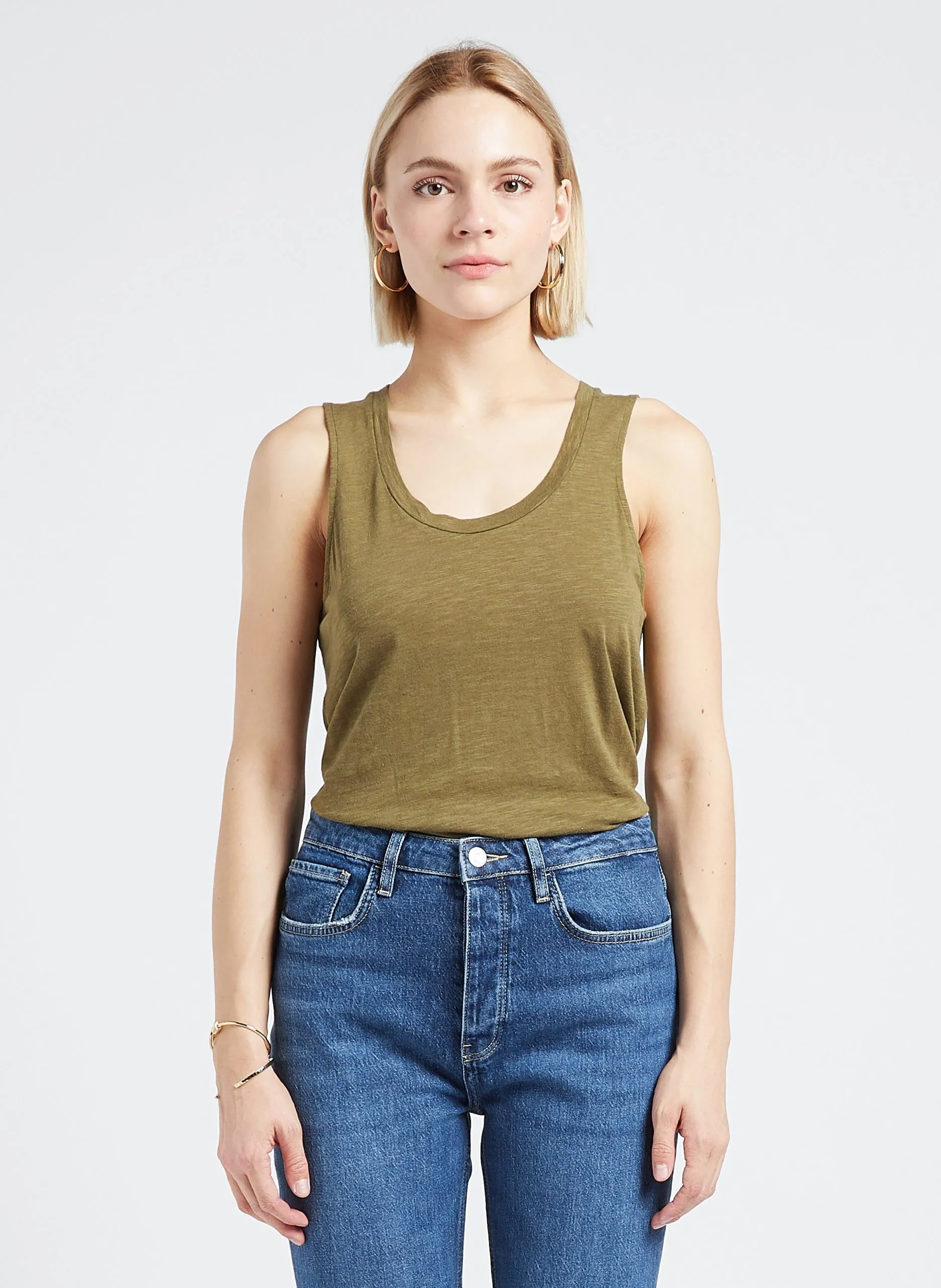 Débardeur à col rond en coton mélangé Kaki JACKSONVILLE