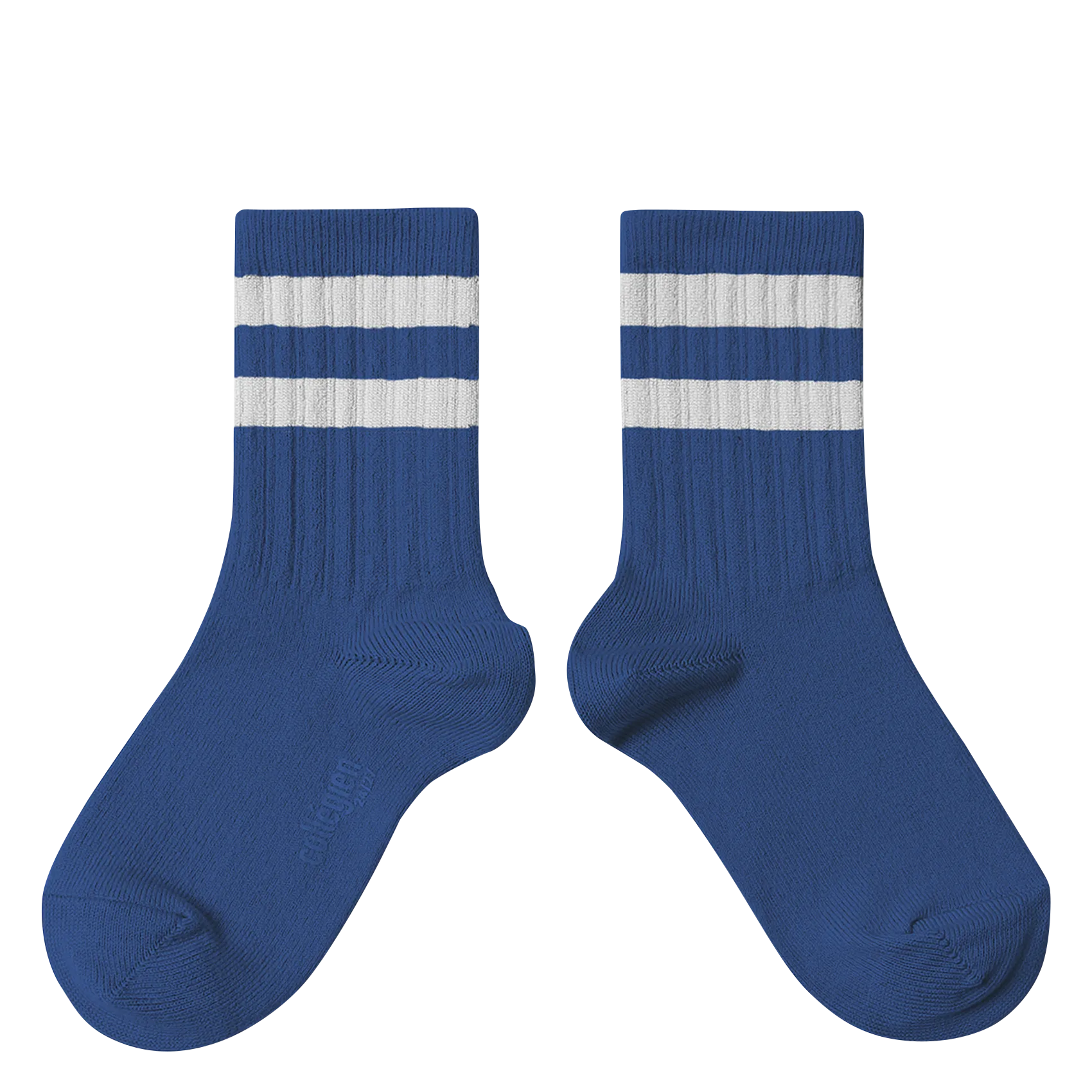 Chaussettes côtelées à rayures en coton mélangé Bleu NICO