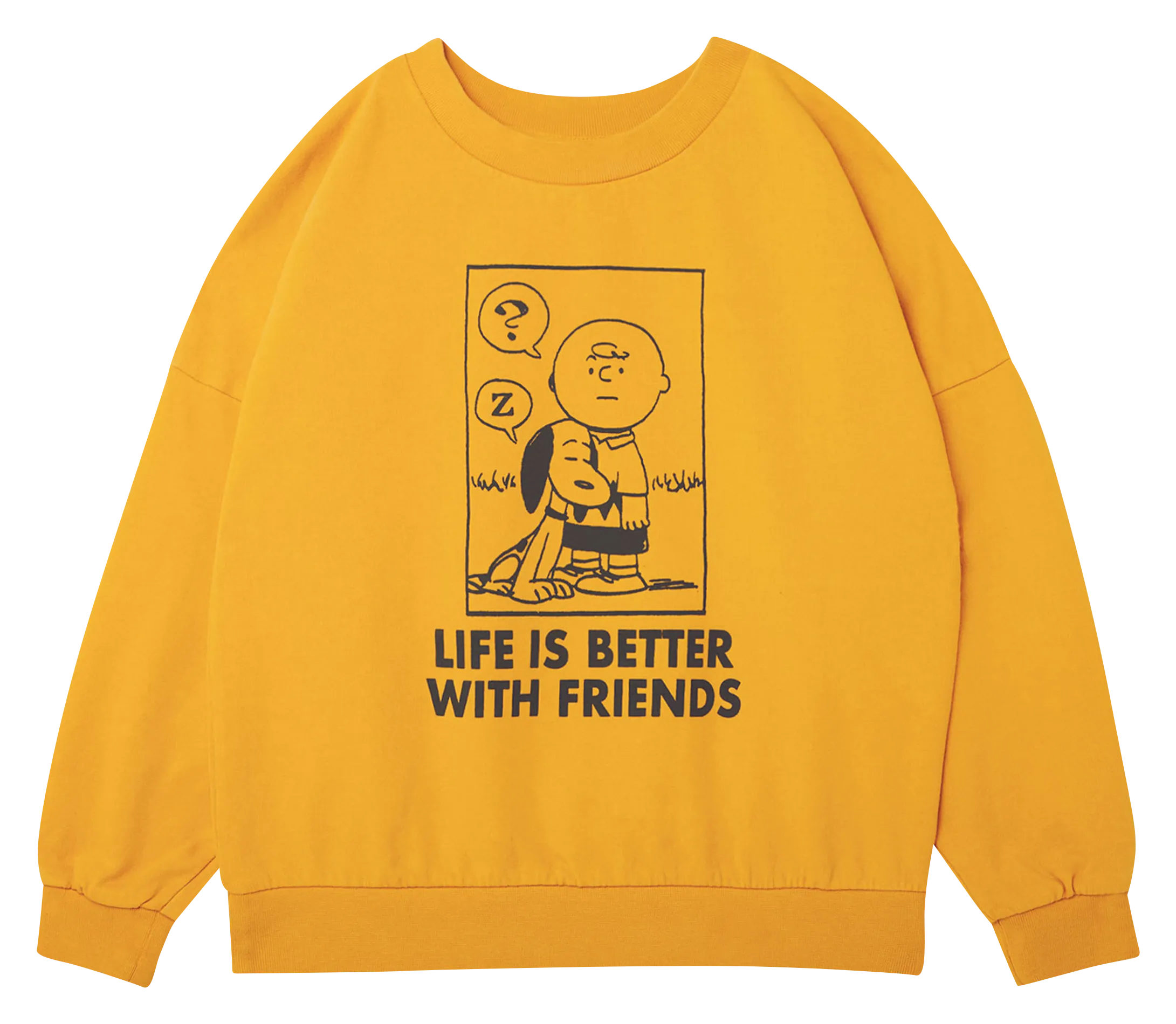 Sweat col rond imprimé en coton Jaune