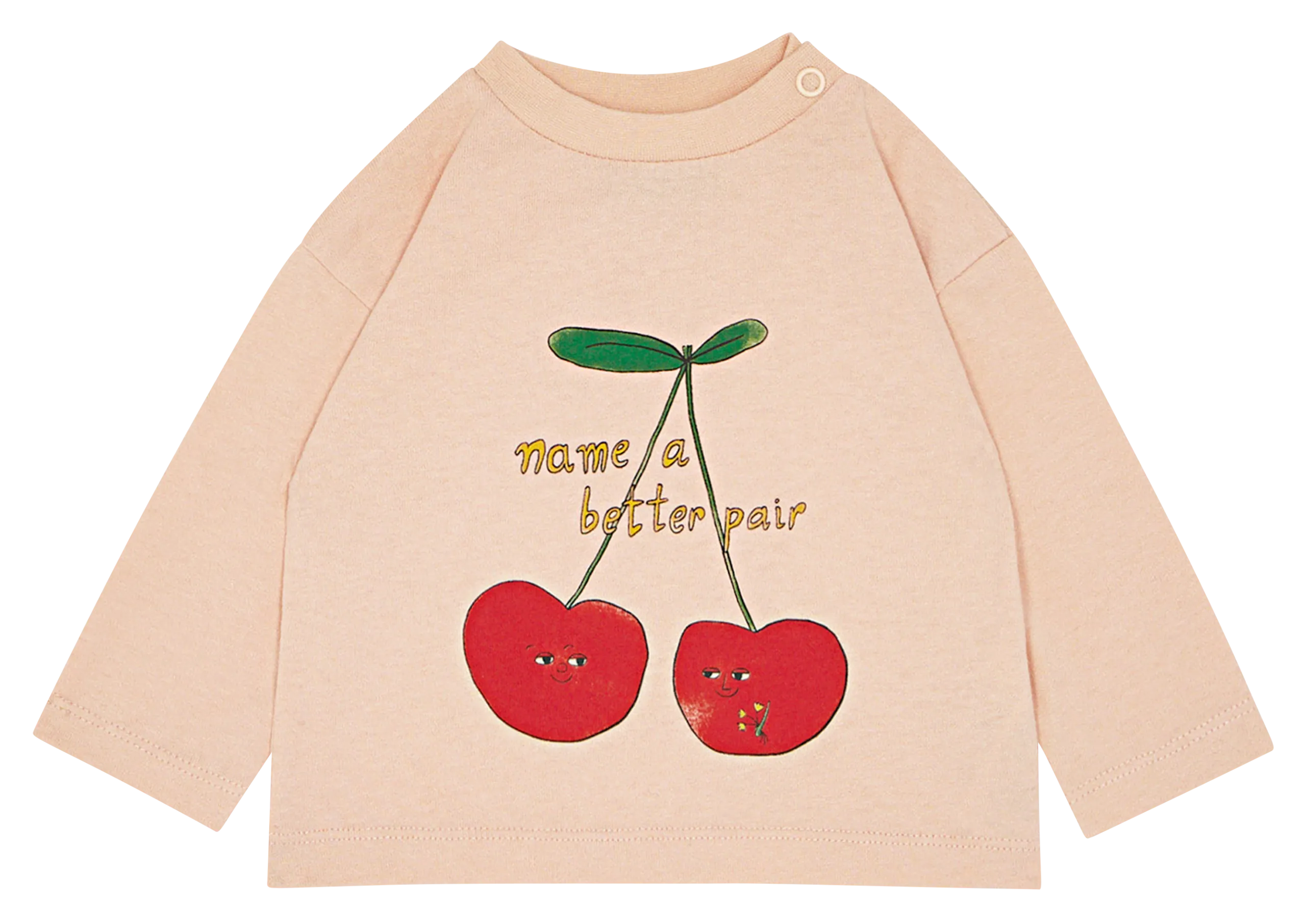 Top col rond imprimé en coton Rose