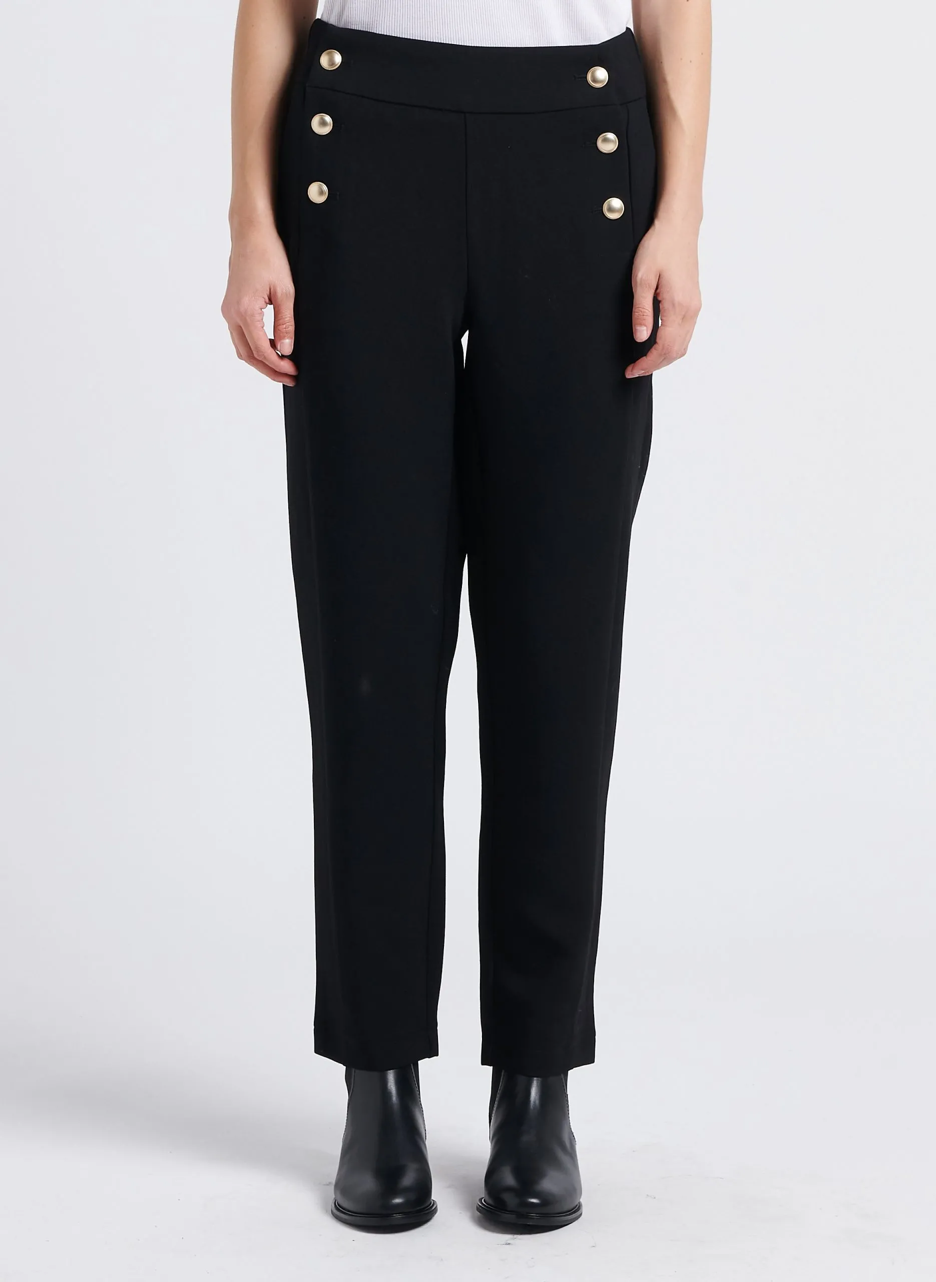 Pantalon taille haute droit Noir WINNIE