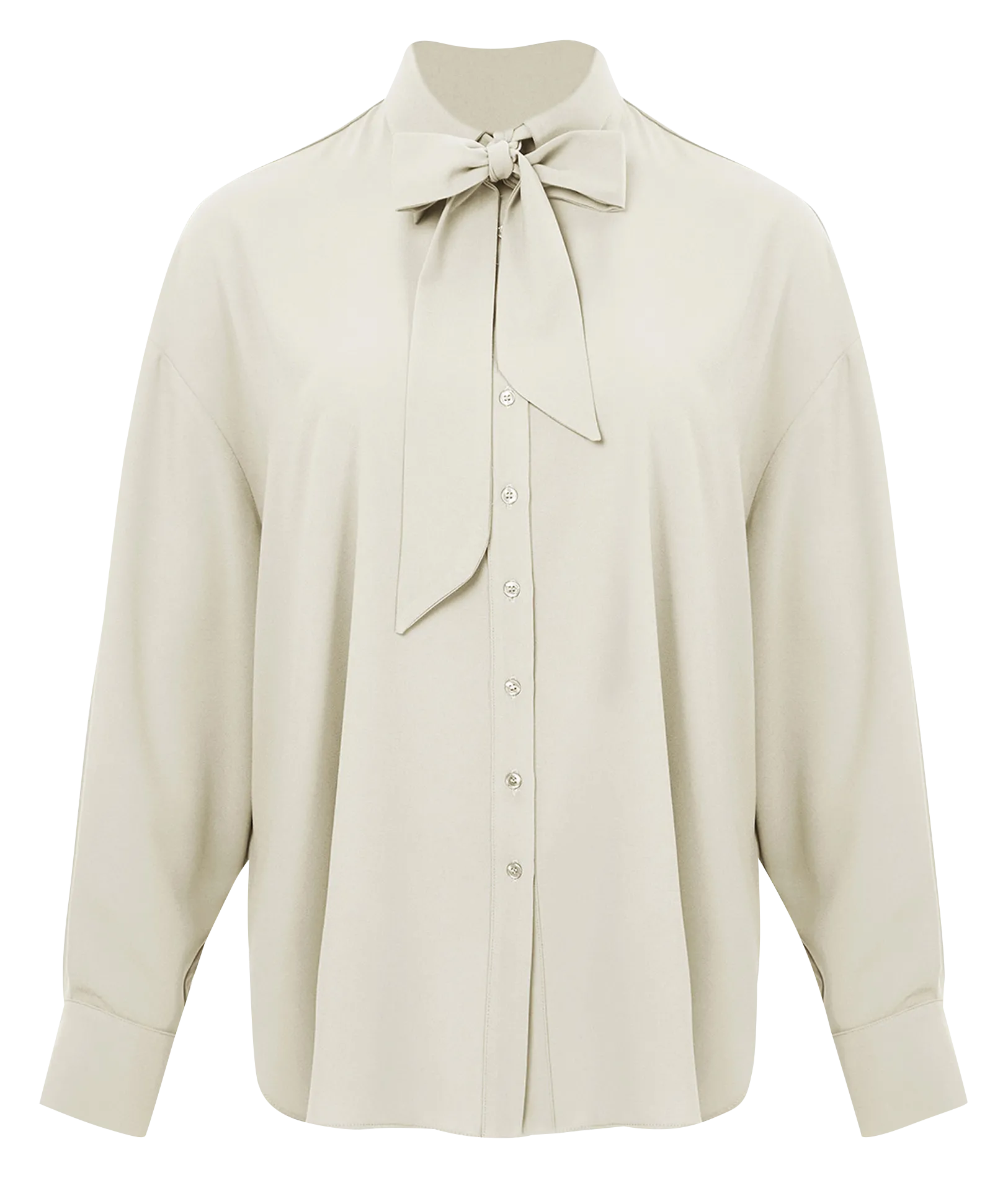 Chemisier fluide col classique lavallière Blanc