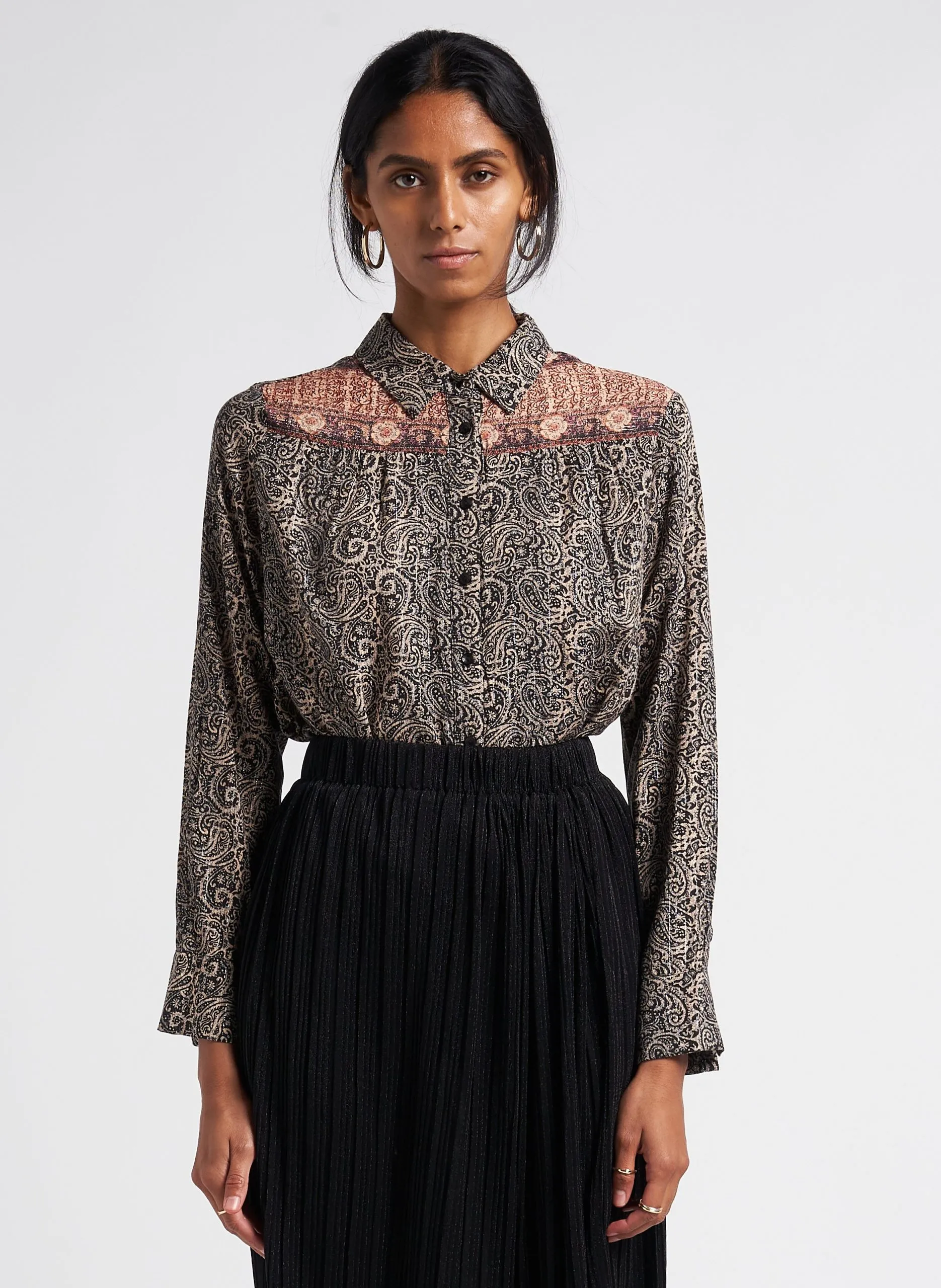 Chemise droite col classique Noir LOVINA