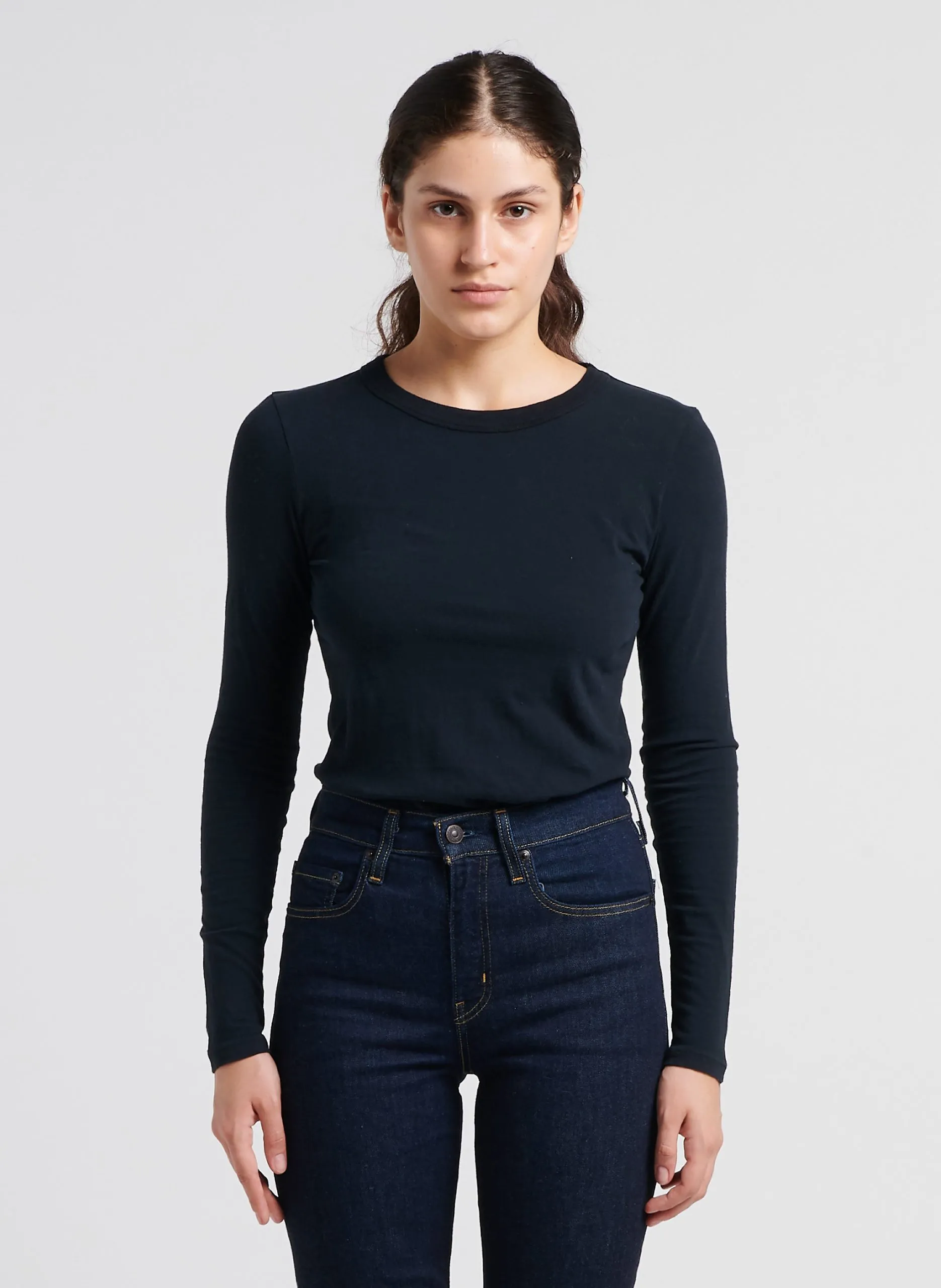 Tee-shirt à col rond en coton Noir GAMIPY