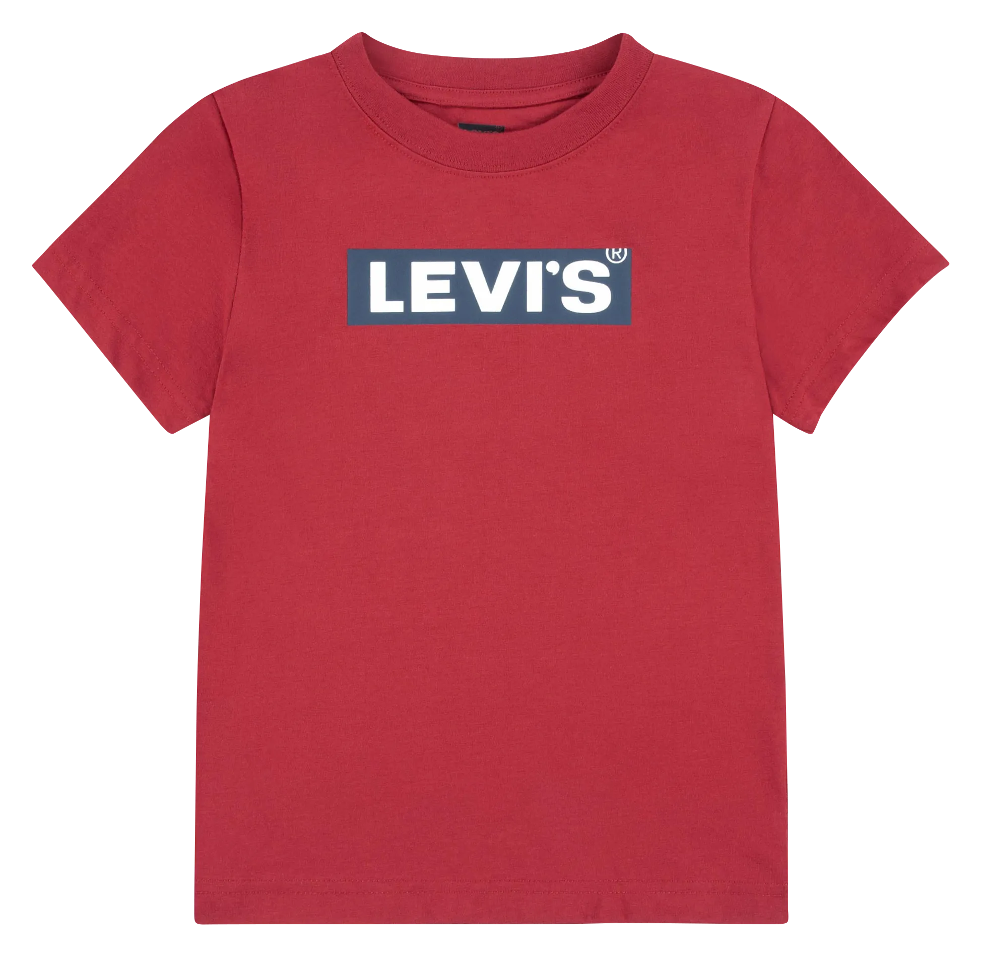 Tee-shirt droit col rond en coton mélangé Rouge