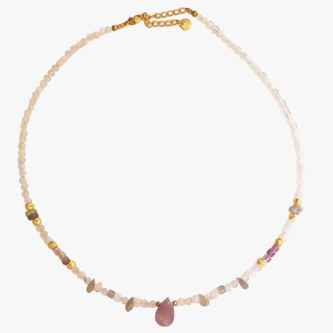 Colllier pierre de lune et fluorite Blanc ESHANA