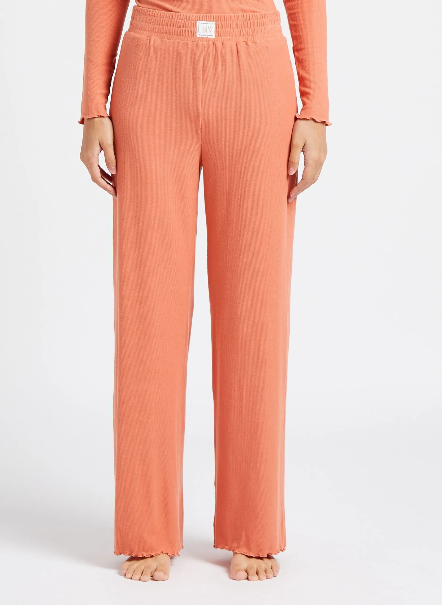 Pantalon taille haute côtelé Rouge NATI