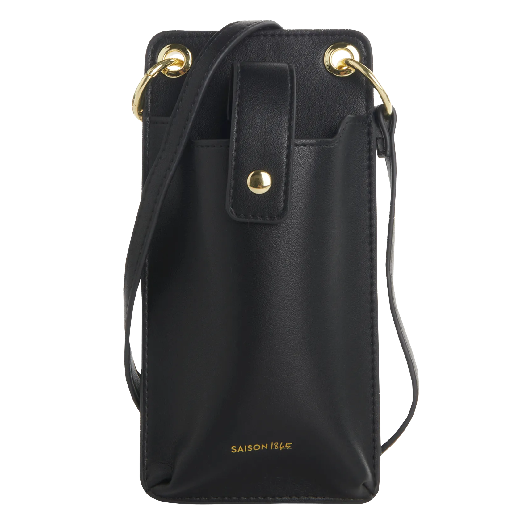 Pochette de téléphone en cuir lisse Noir