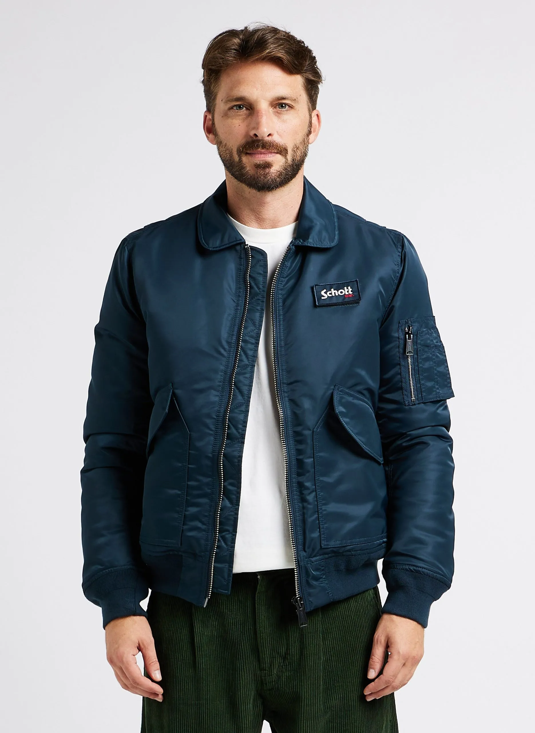 Blouson col classique Bleu