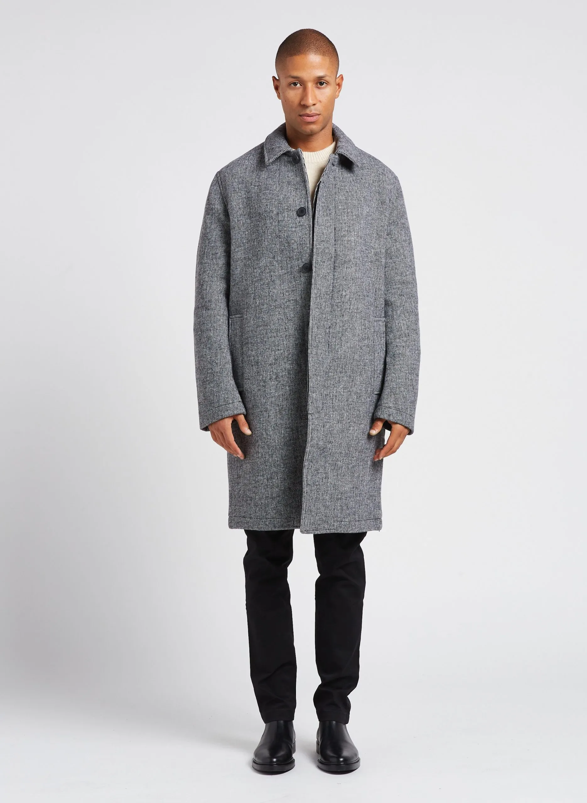 Manteau midi en laine mélangée Noir BLANNI