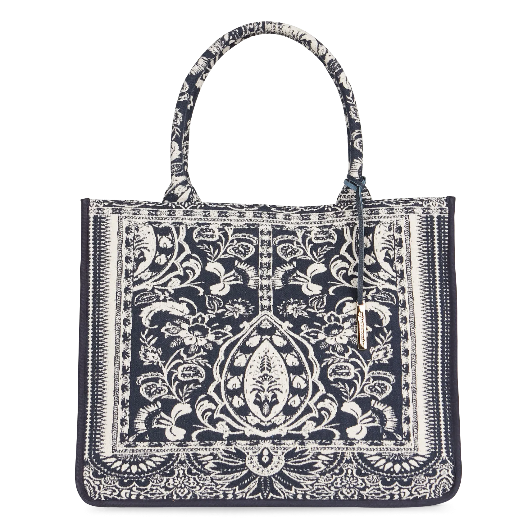 Sac cabas jacquard Bleu