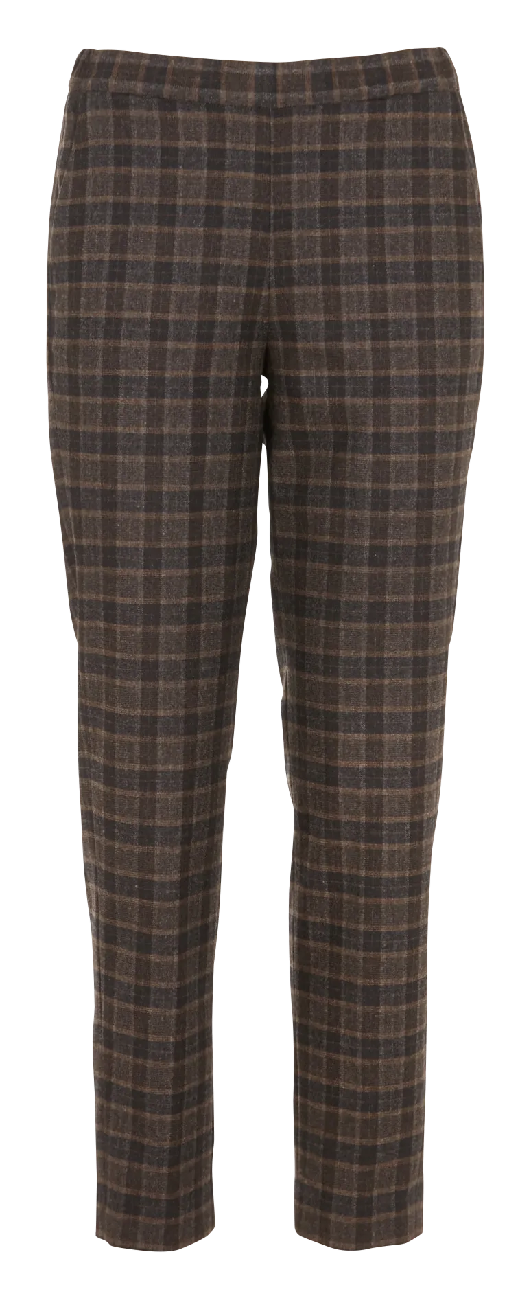 Pantalon droit en laine mélangée Marron PIXEL