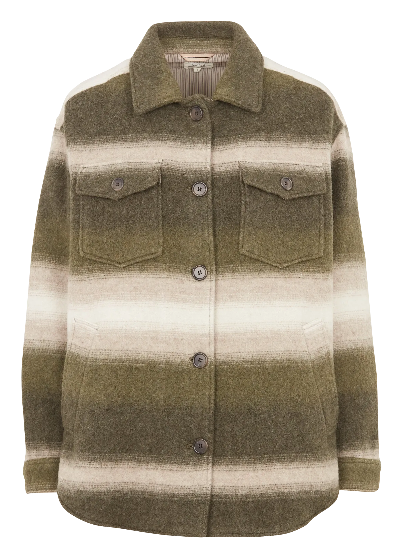 Veste surchemise oversize col classique imprimée Beige VOLTIGE
