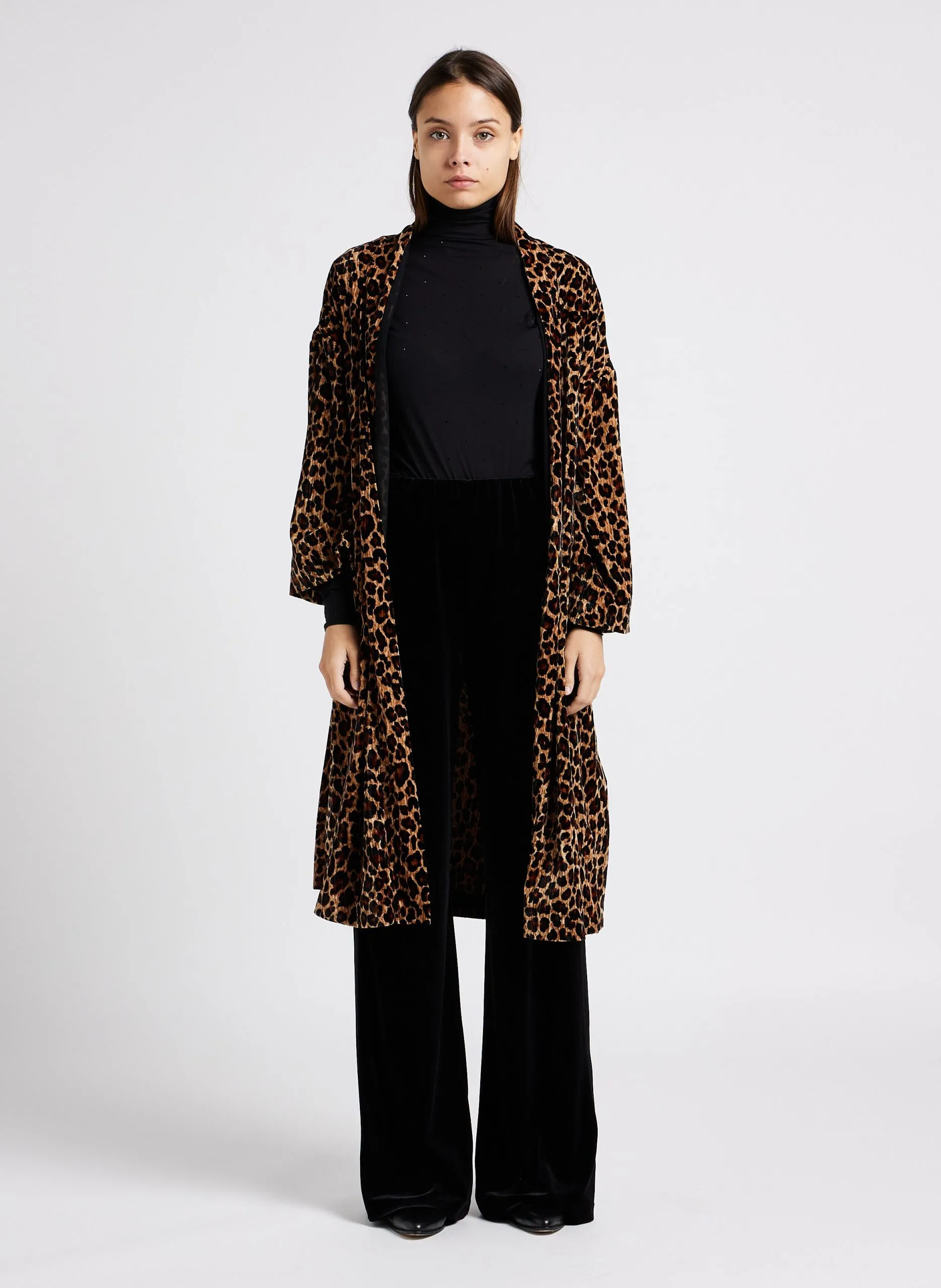 Manteau droit en velours imprimé Multicolore TOMBOLA