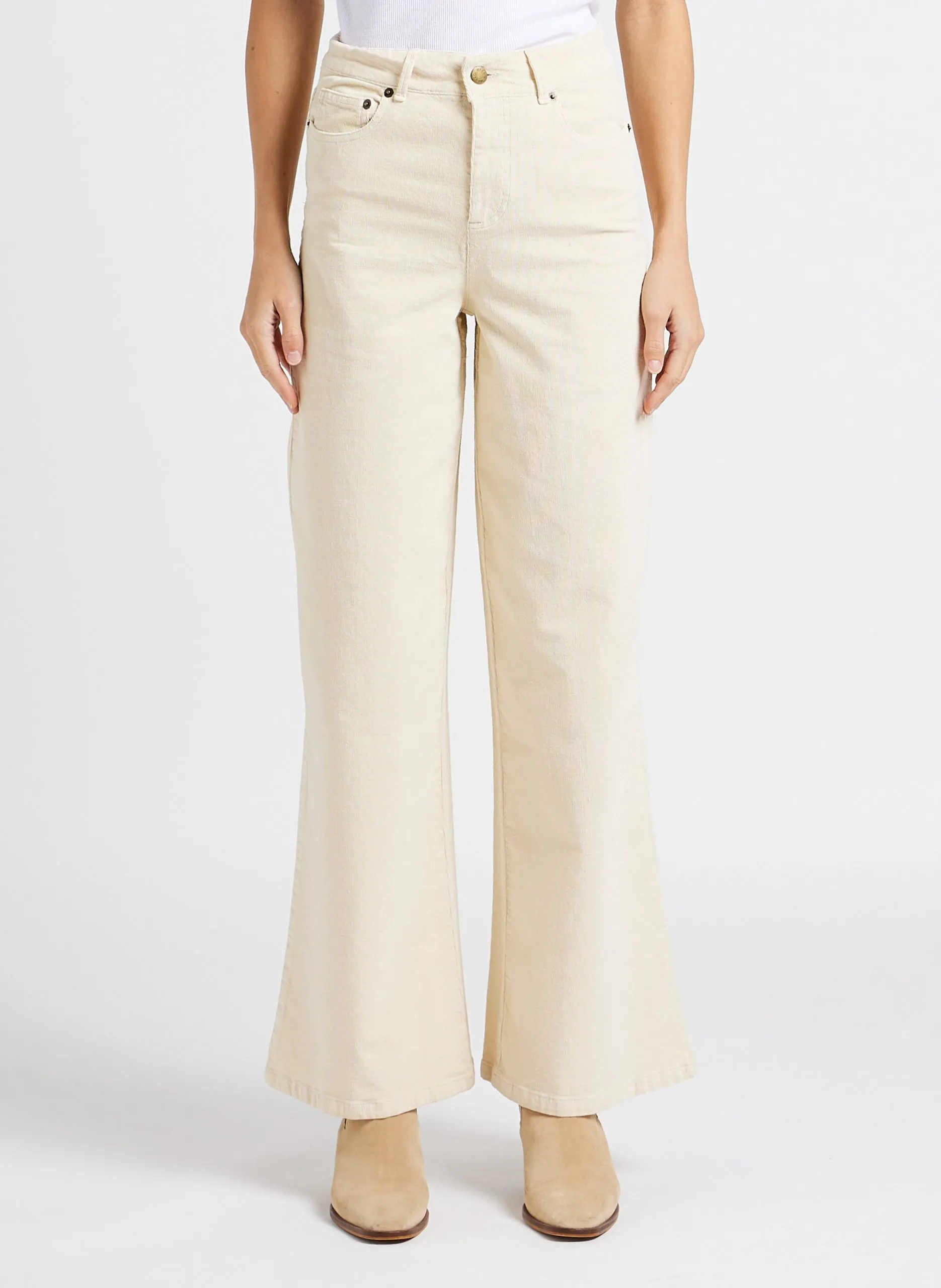 Pantalon large en coton mélangé Blanc RICEVUTA