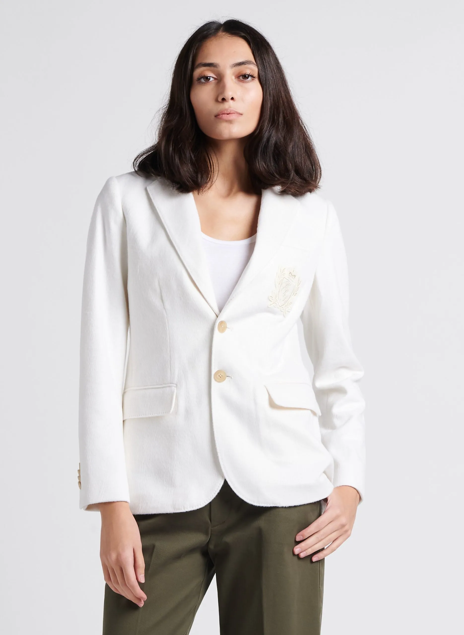 Veste blazer à logo brodé Beige