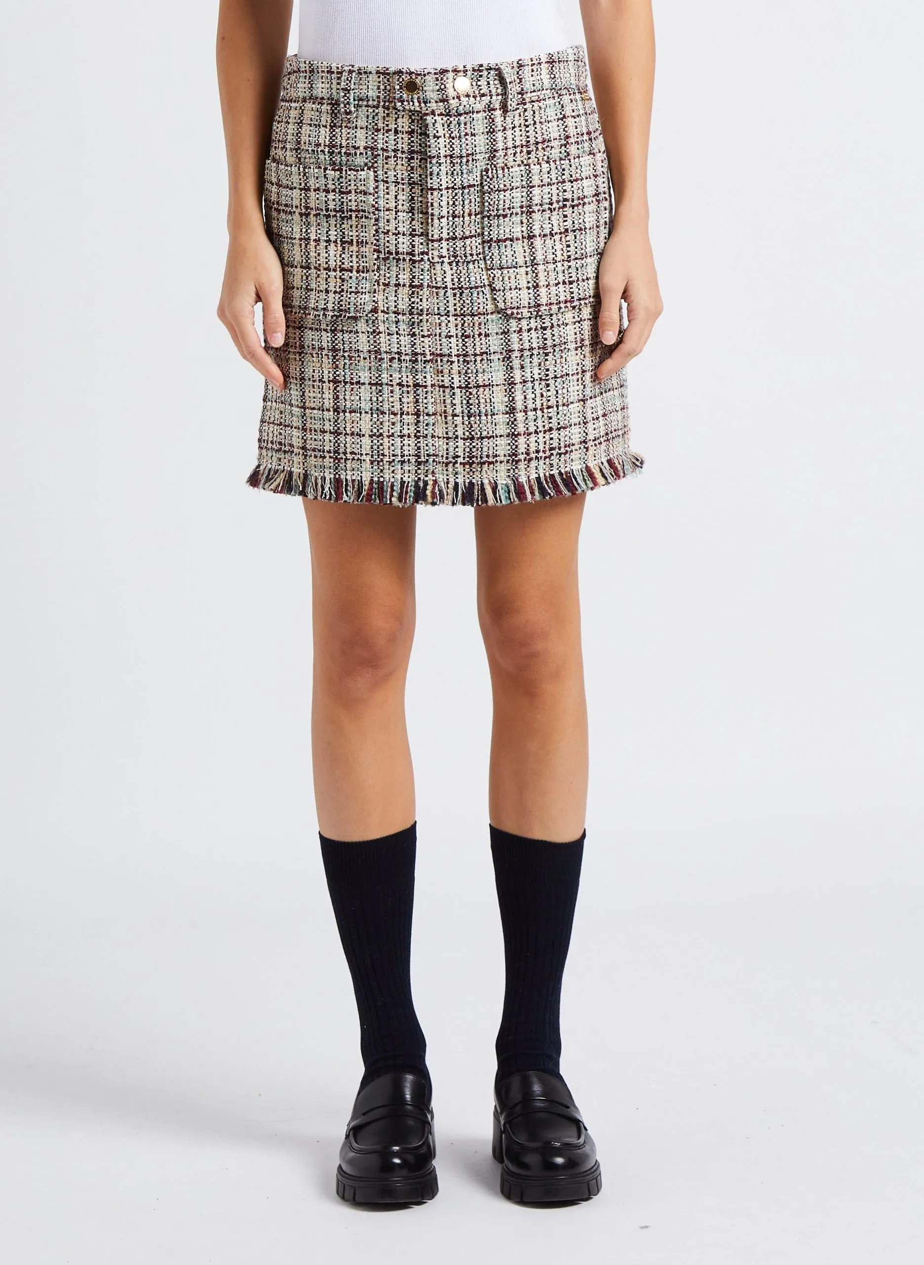 Jupe courte texturée Beige