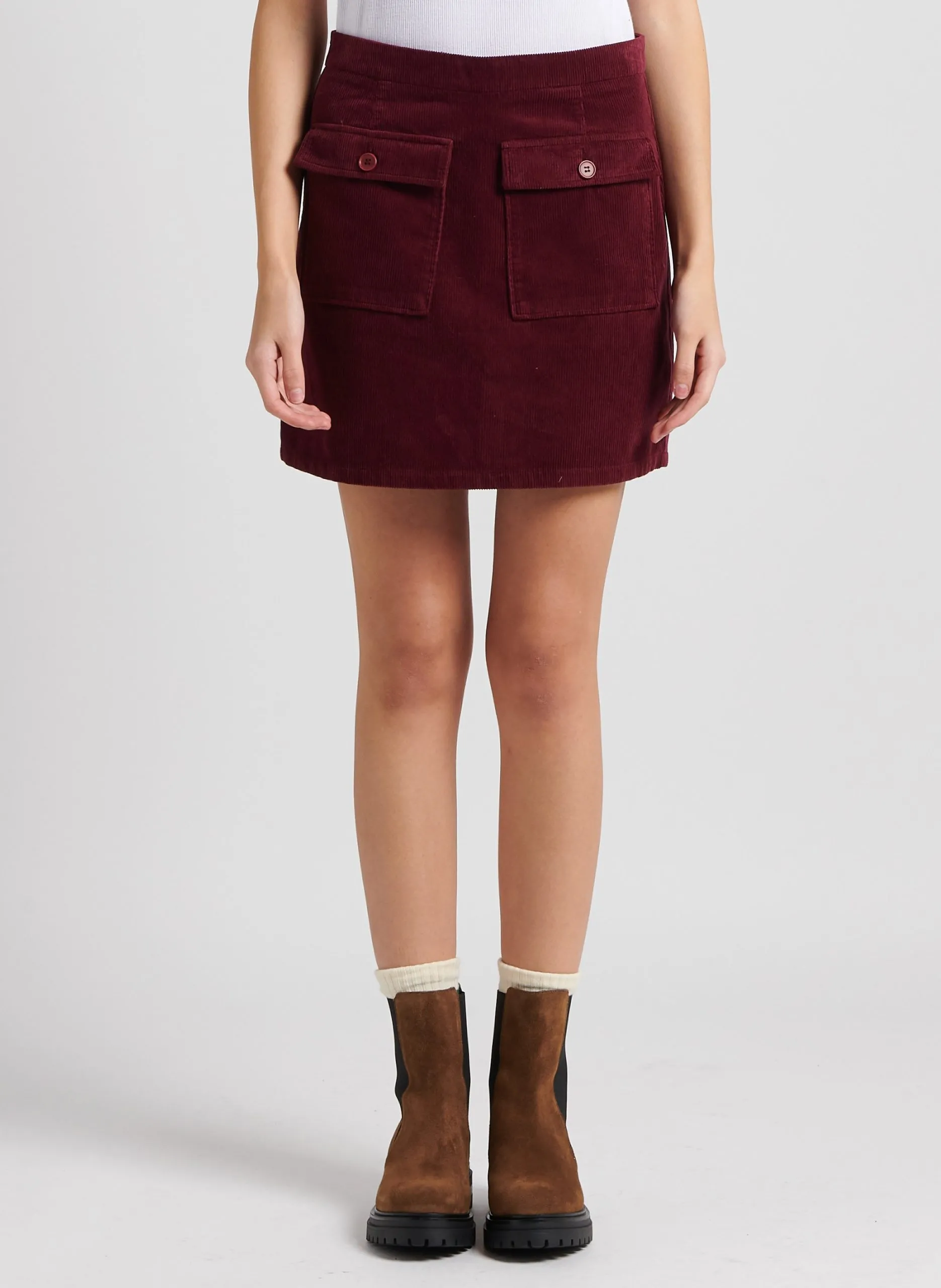 Jupe courte droite en coton Rouge ROME