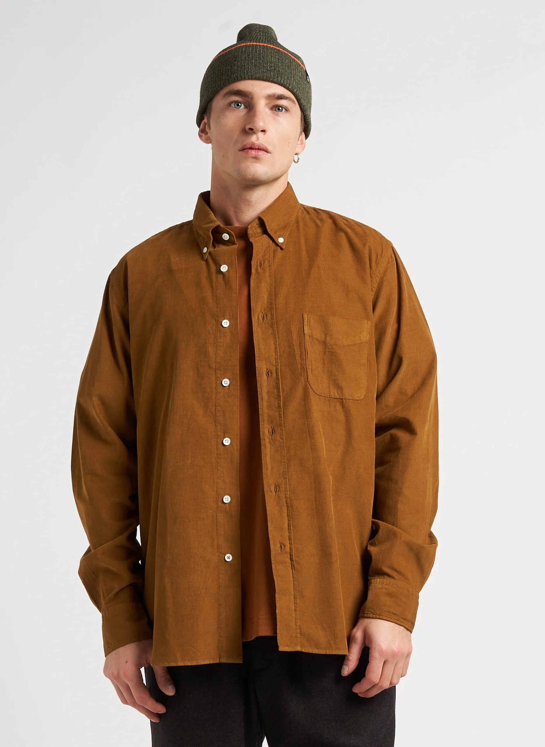 Chemise col classique en coton Marron PITT PAT