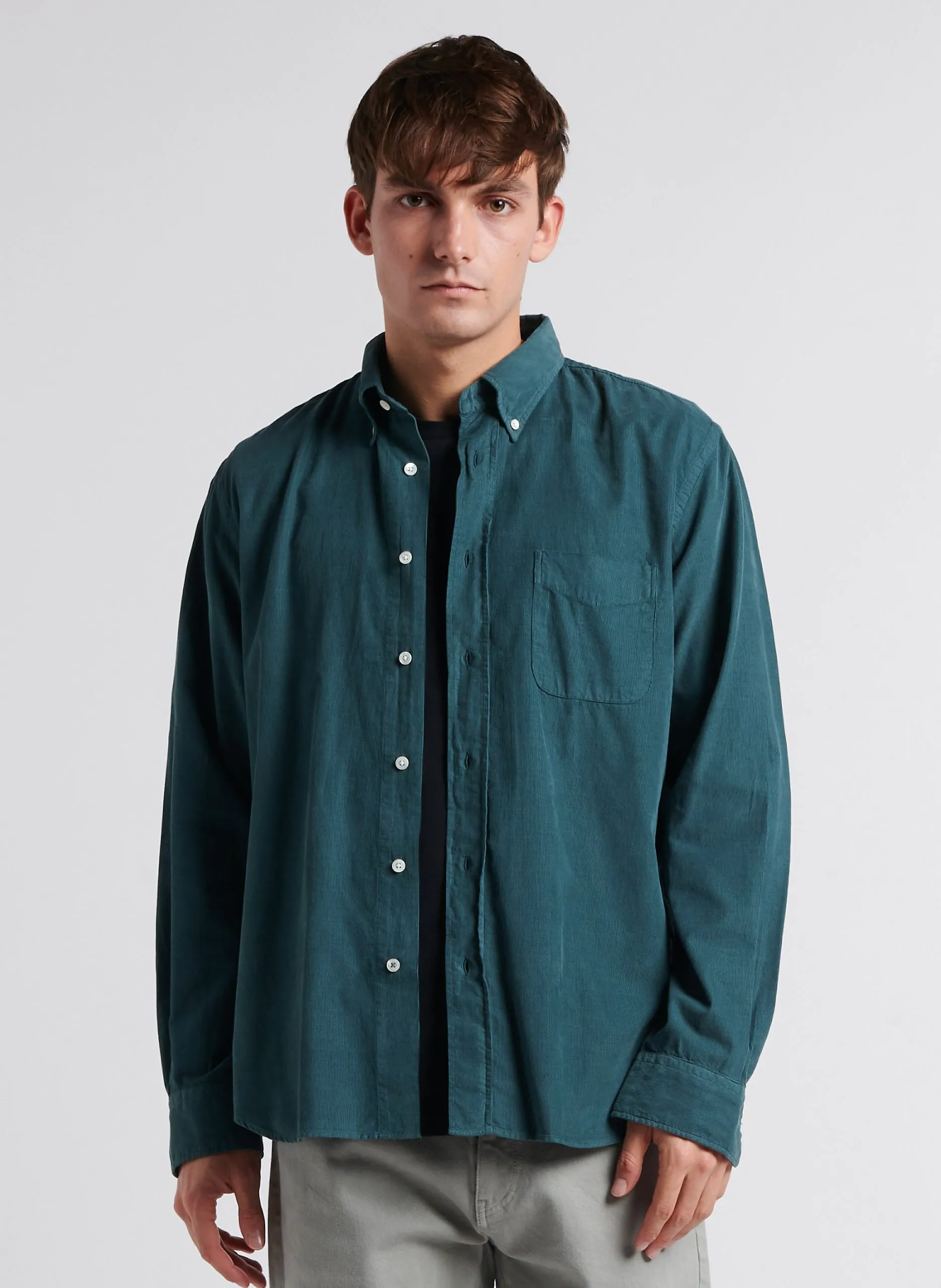 Chemise col classique en coton Vert PITT PAT