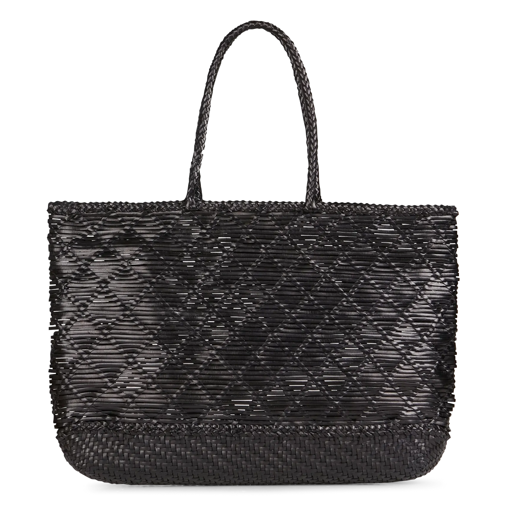 Panier tissé en cuir Noir EW CORSO