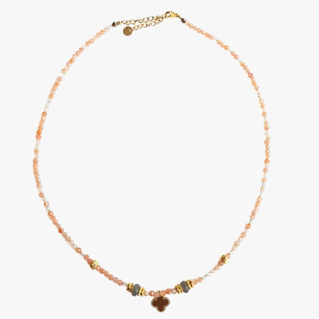 Collier trèfle pierre de lune Blanc SHUBHA