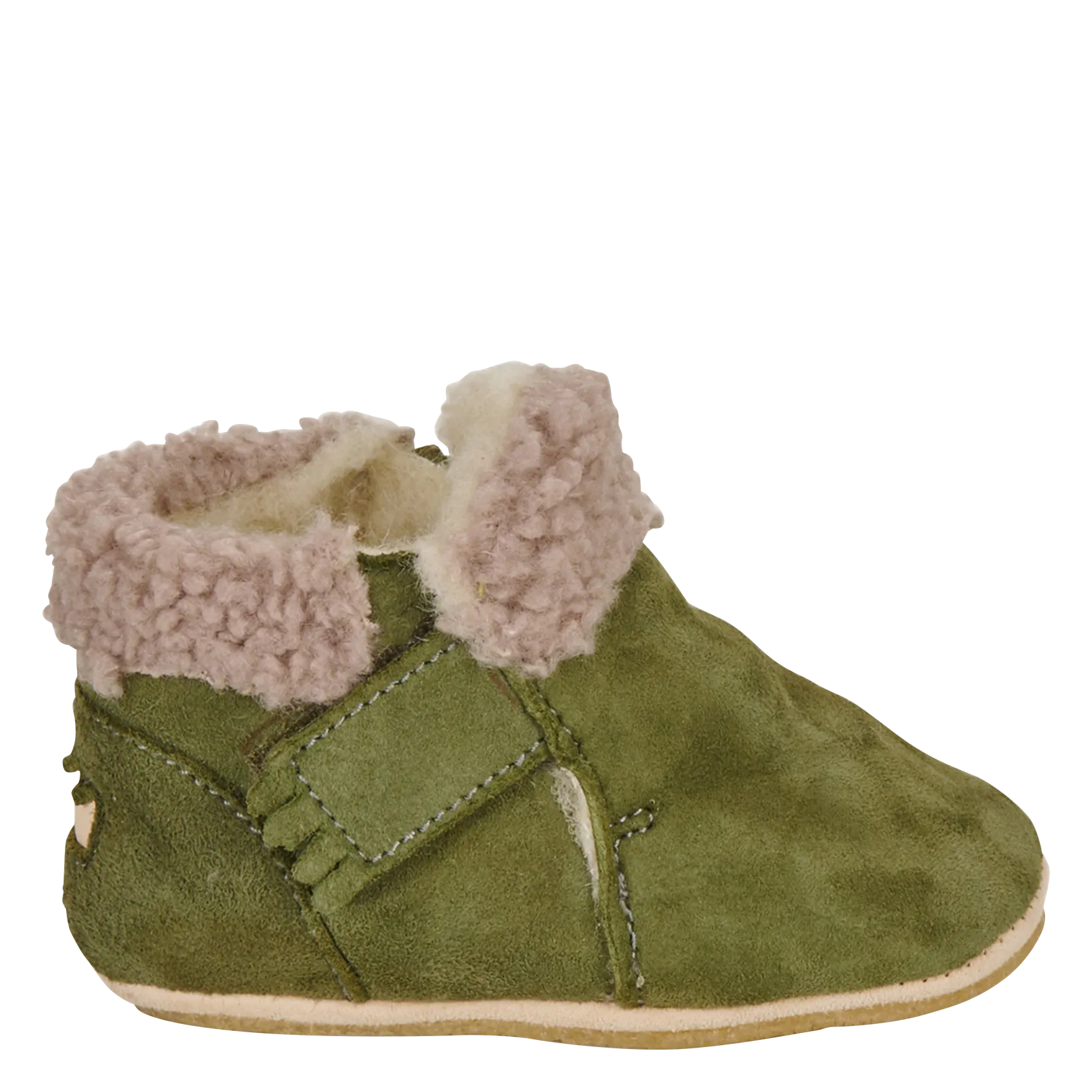 Chaussons en cuir velours Kaki MY FOUBLU