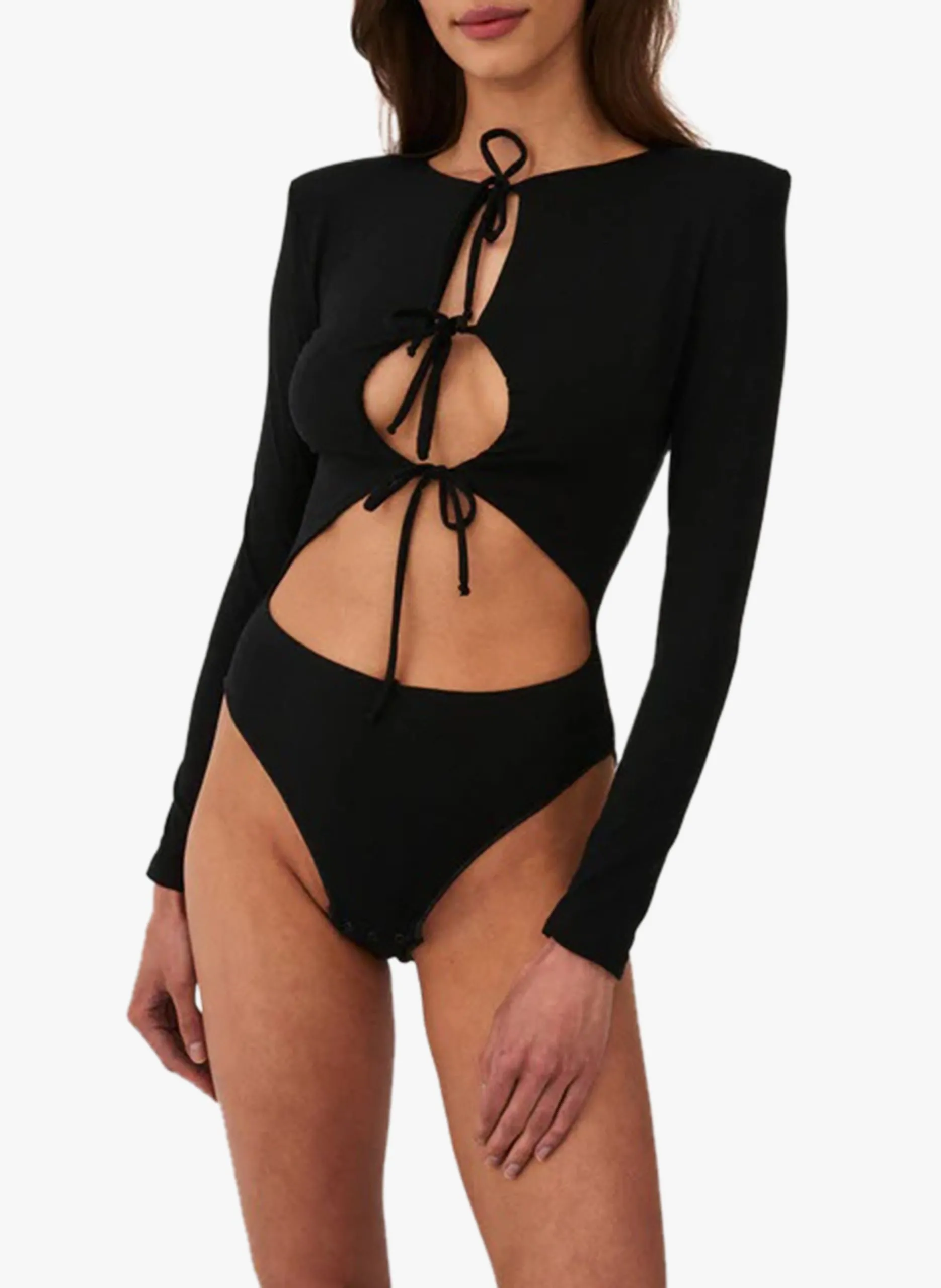 Body col rond avec découpes Noir CON TE