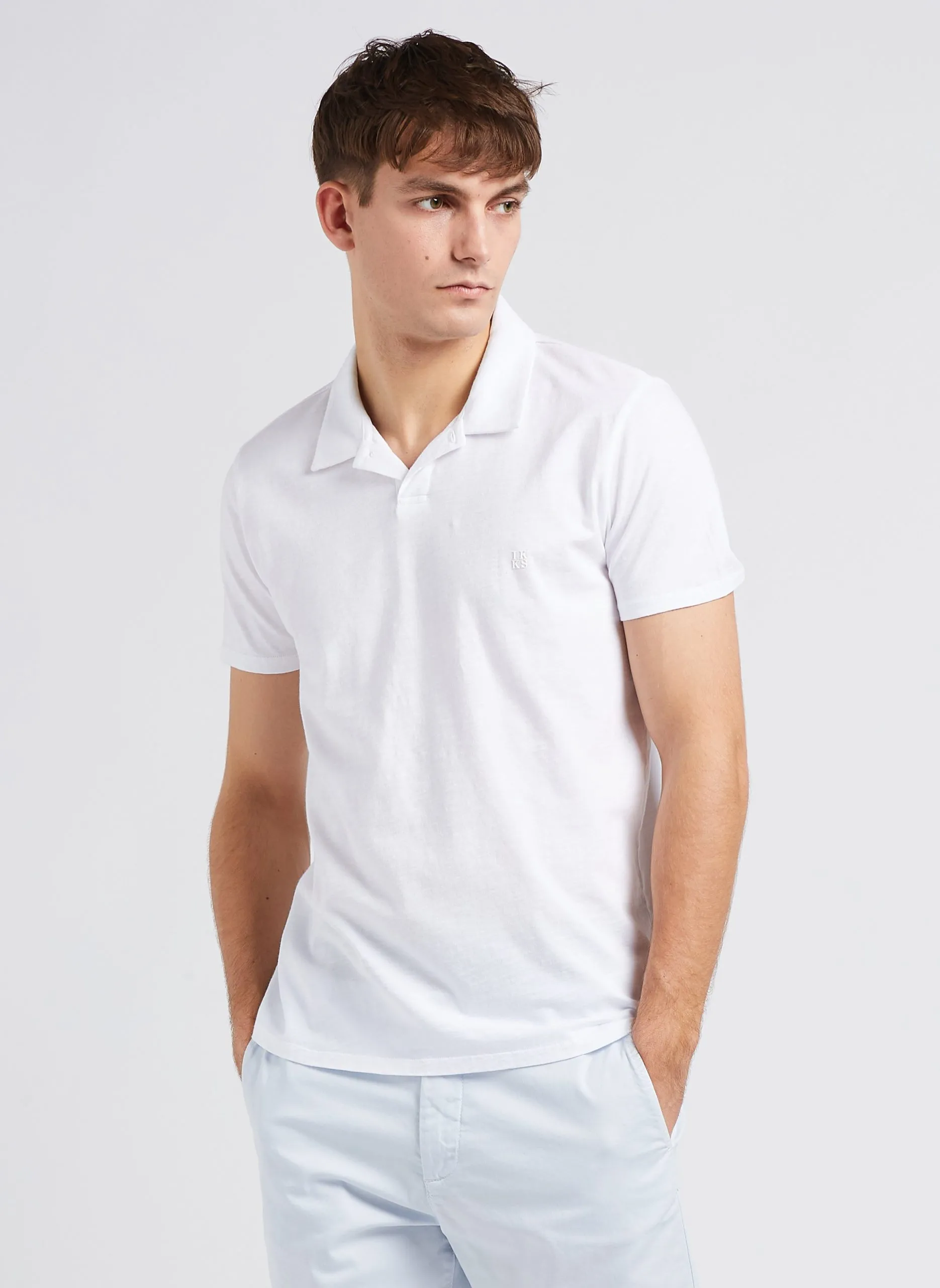 Polo regular-fit en coton flammé Blanc