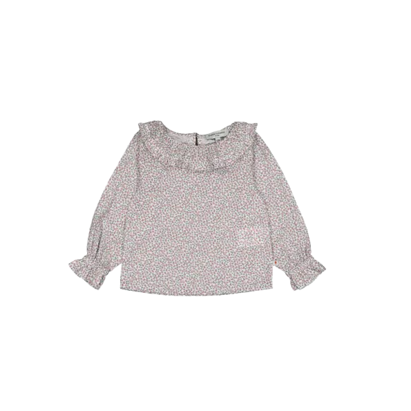 Blouse col collerette imprimée en coton bio Multicolore AMBRE