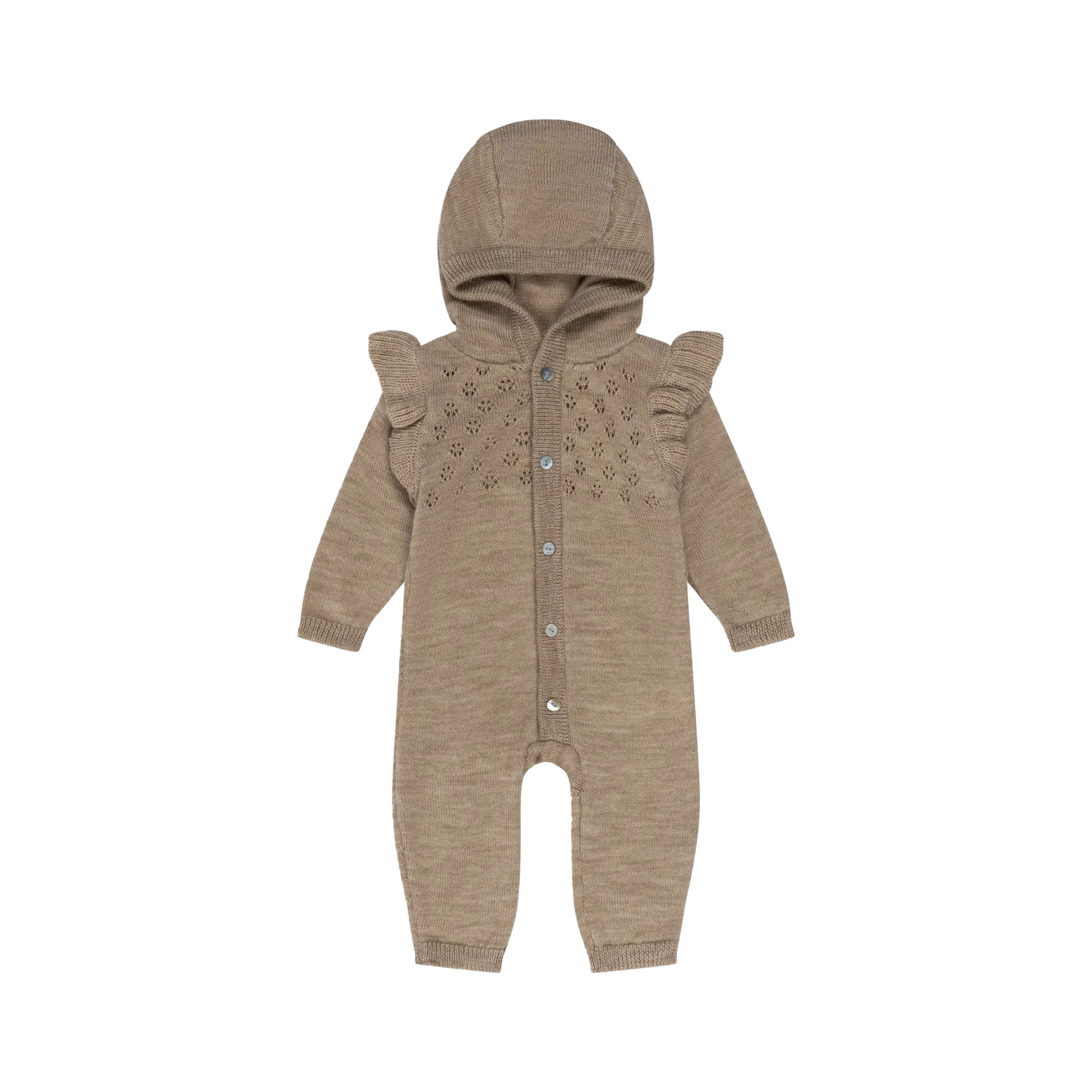 Grenouillère à capuche en laine Marron TOMAMA