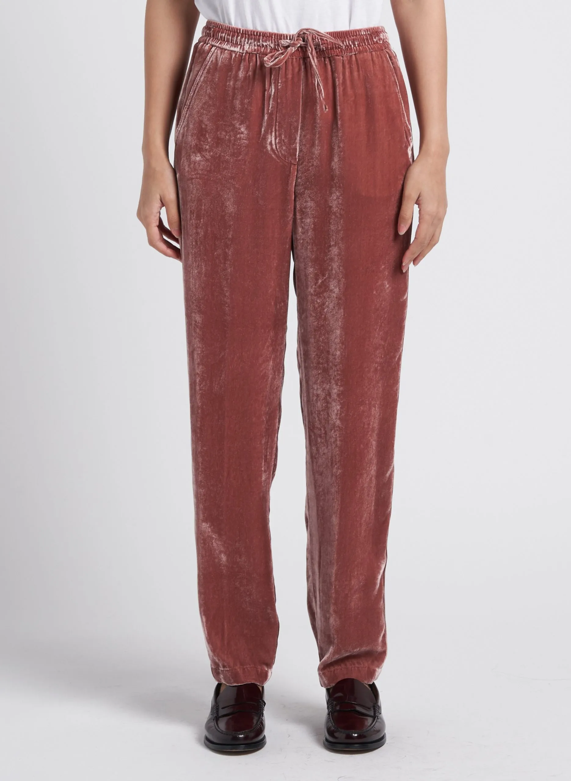 Jogging droit effet velours Rose PIERICO