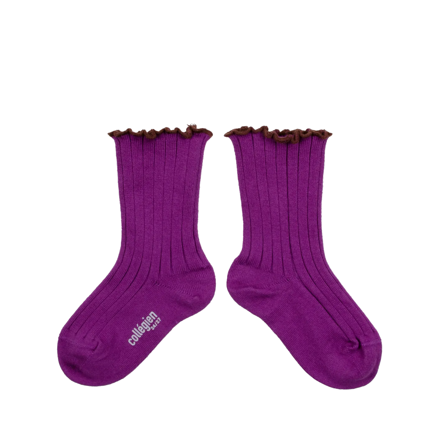 Chaussettes côtelées en coton mélangé Violet DELPHINE