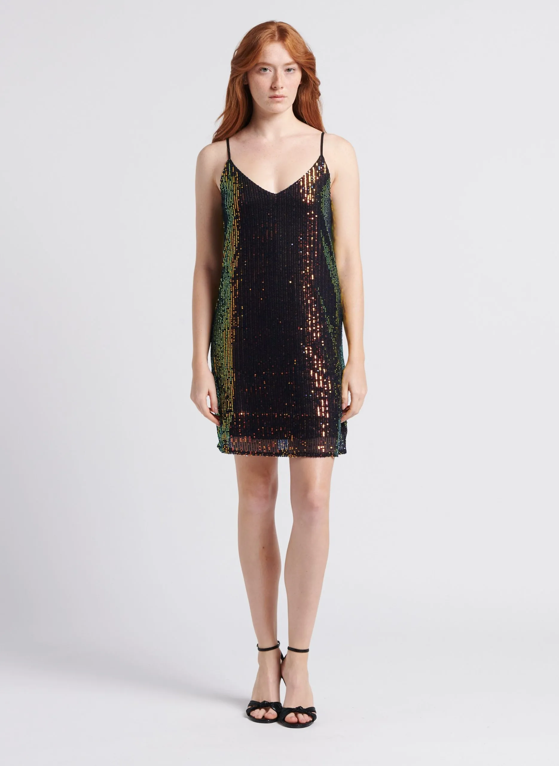 Robe courte col V à sequins Multicolore OSMOND