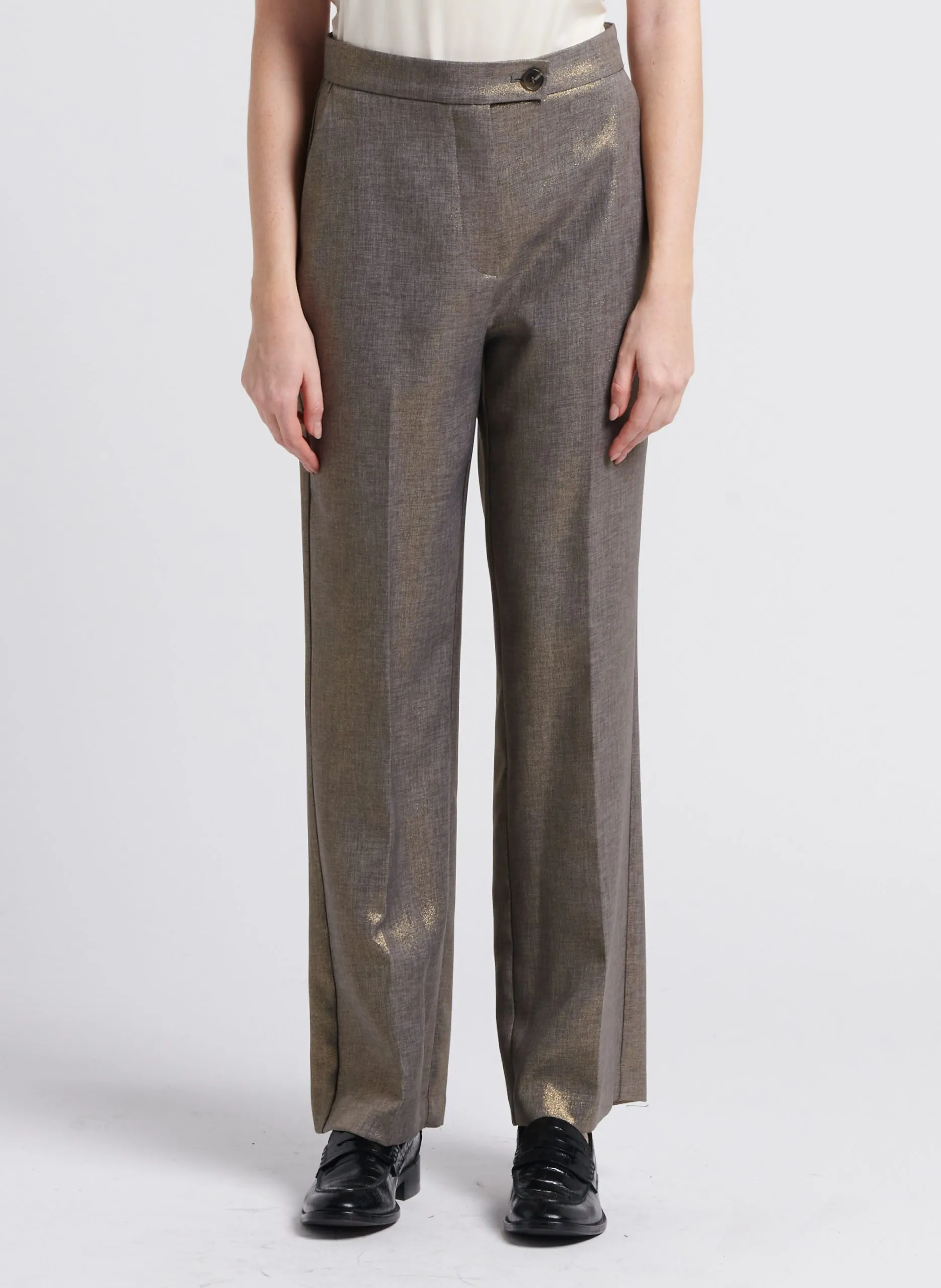 Pantalon de tailleur à paillettes dorées Gris