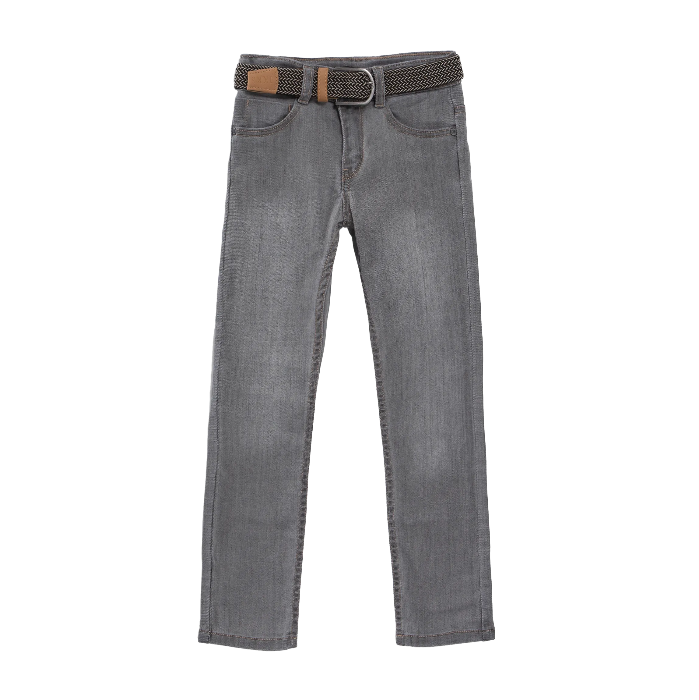 Jean slim avec ceinture en coton mélangé Gris