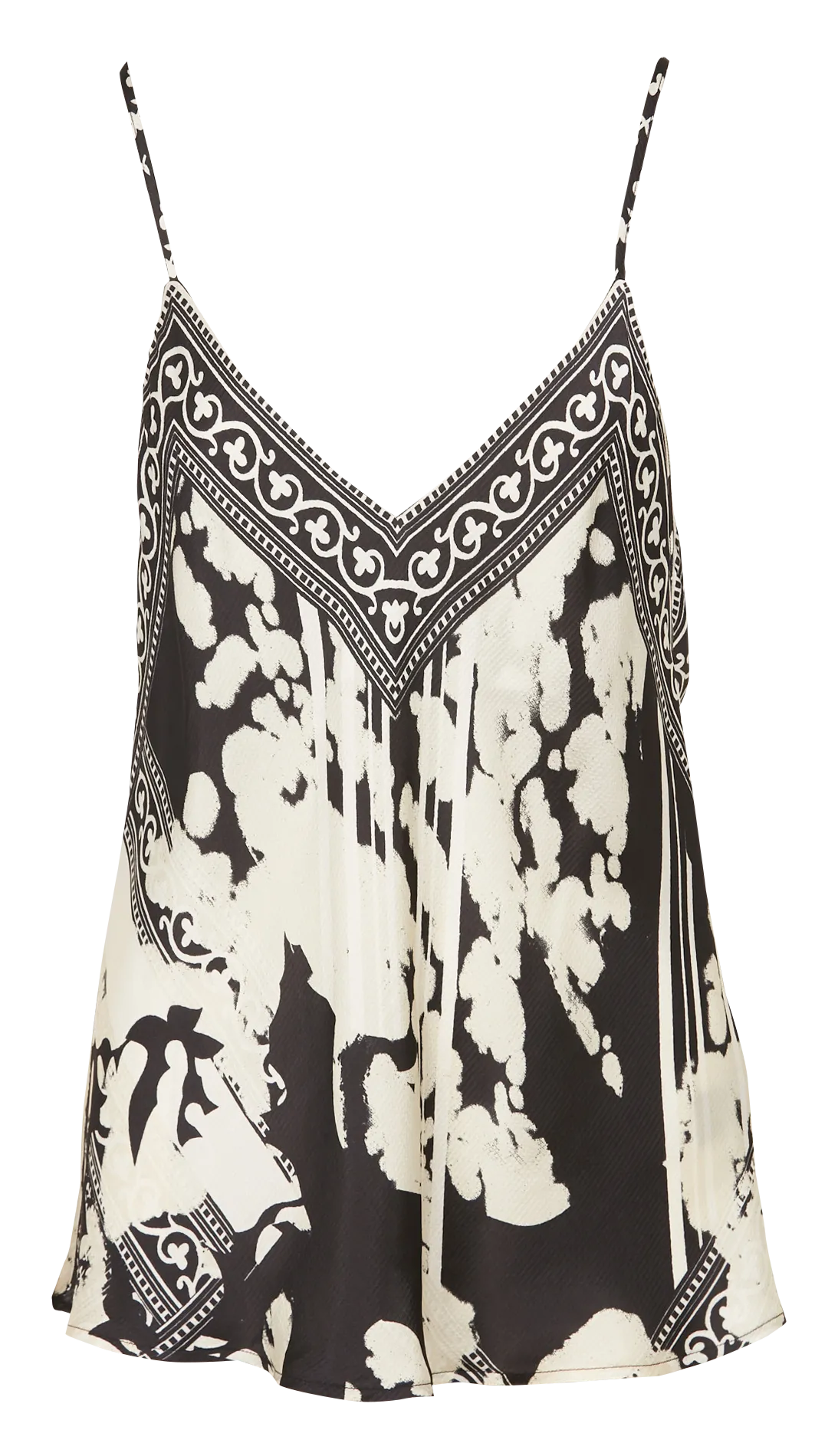 Top col V imprimé à bretelles fines Noir WONPY