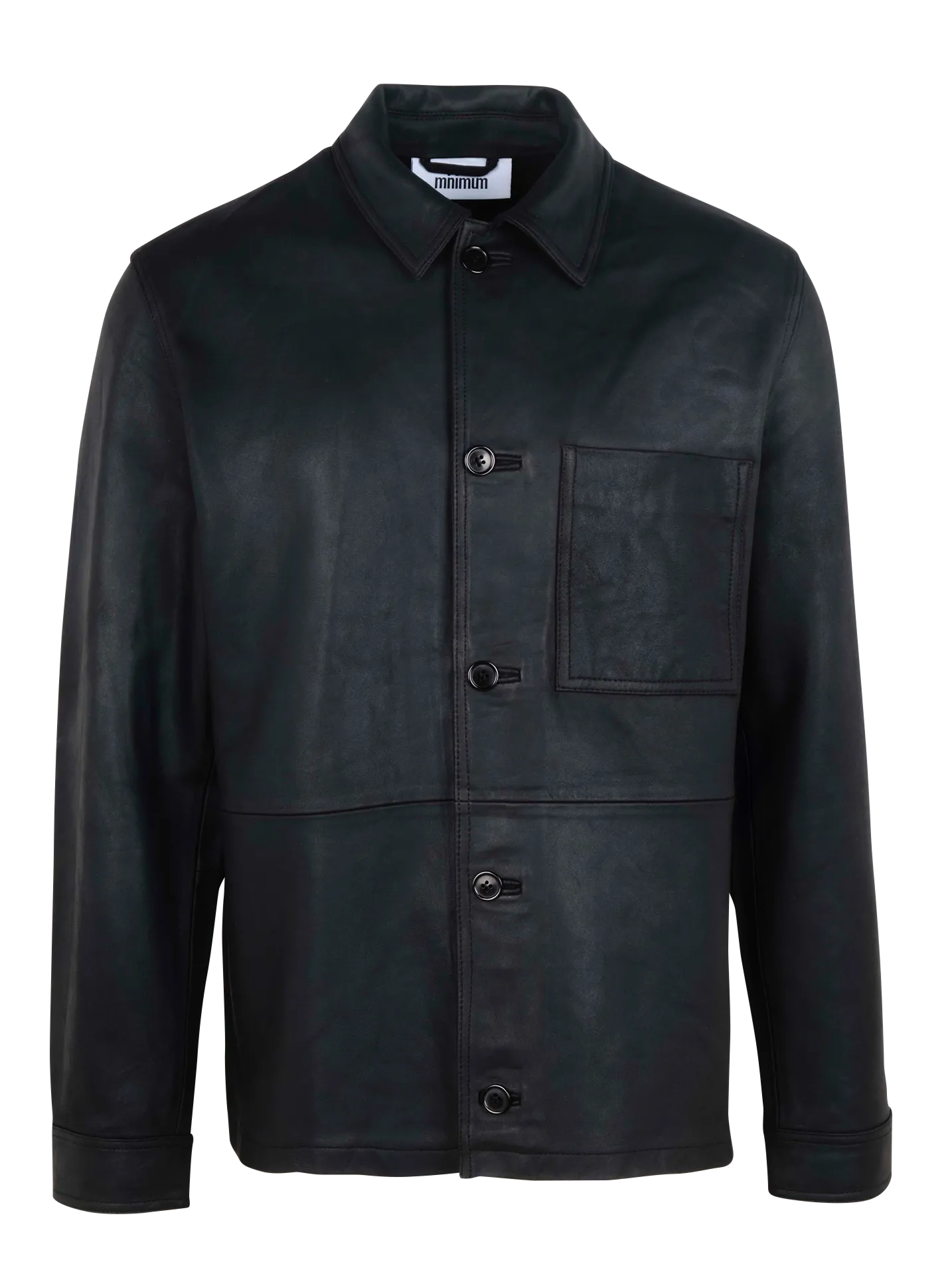 Veste droite col classique en cuir Noir LAKO 9928