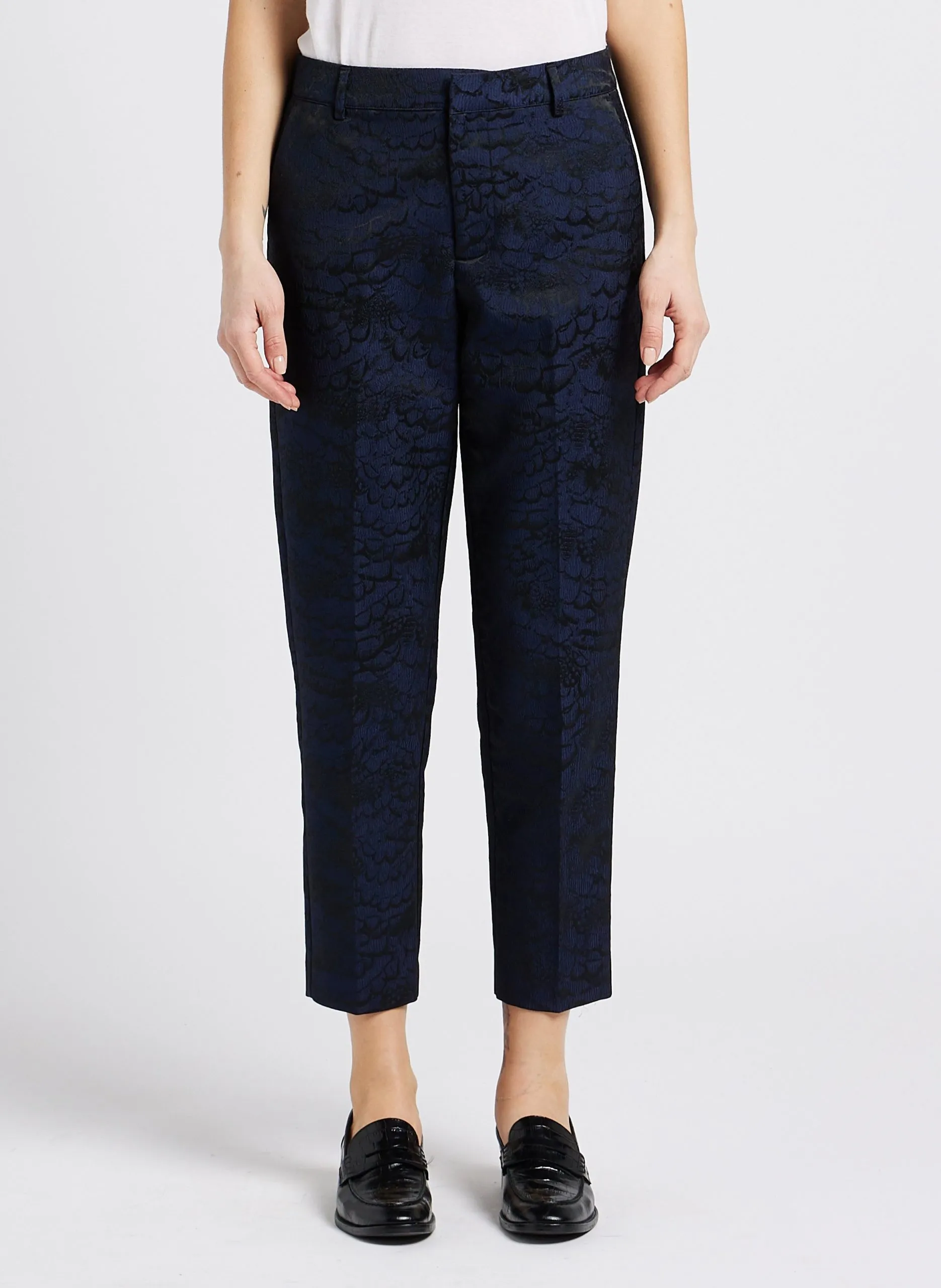 Pantalon slim jacquard Noir LOWRY