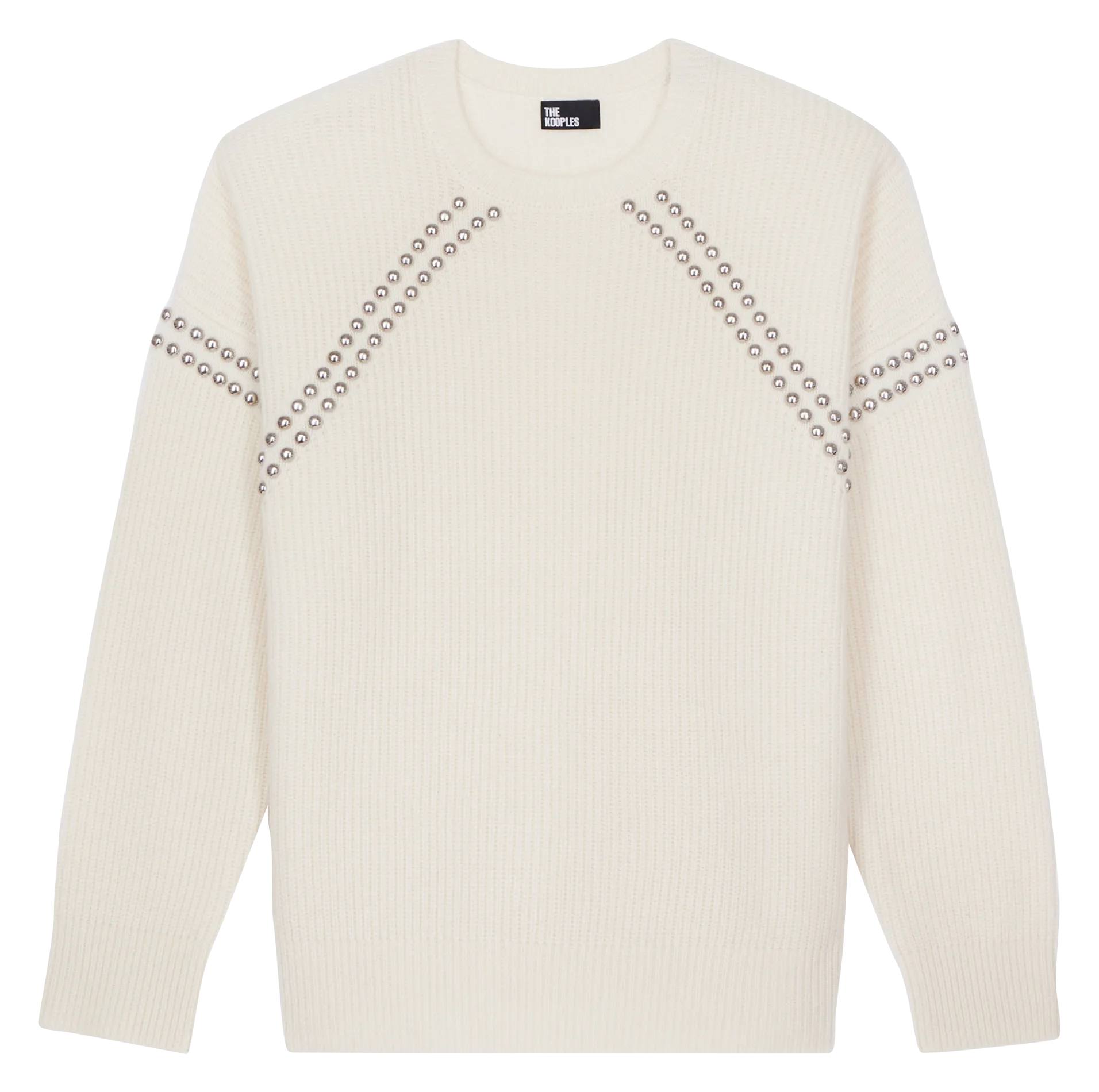 Pull col rond oversize en laine et cachemire Blanc