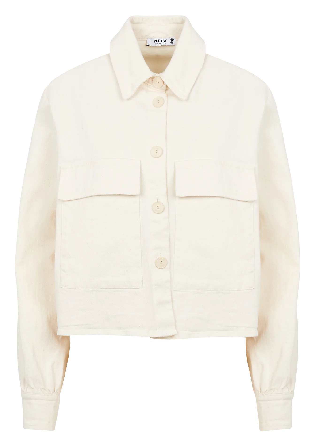 Veste ample col classique en coton mélangé Beige