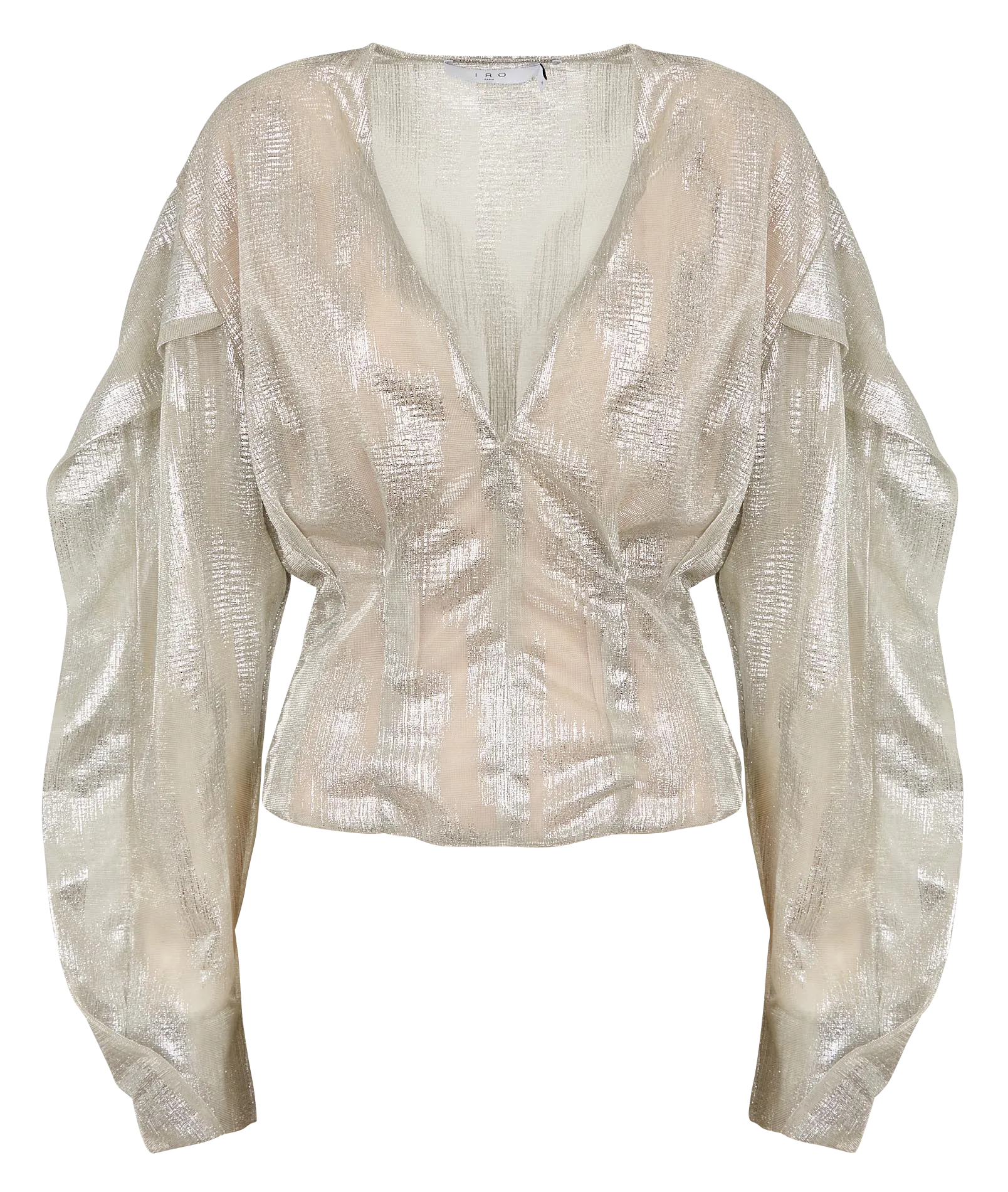 Top col V jacquard métallisé Argent BERMA