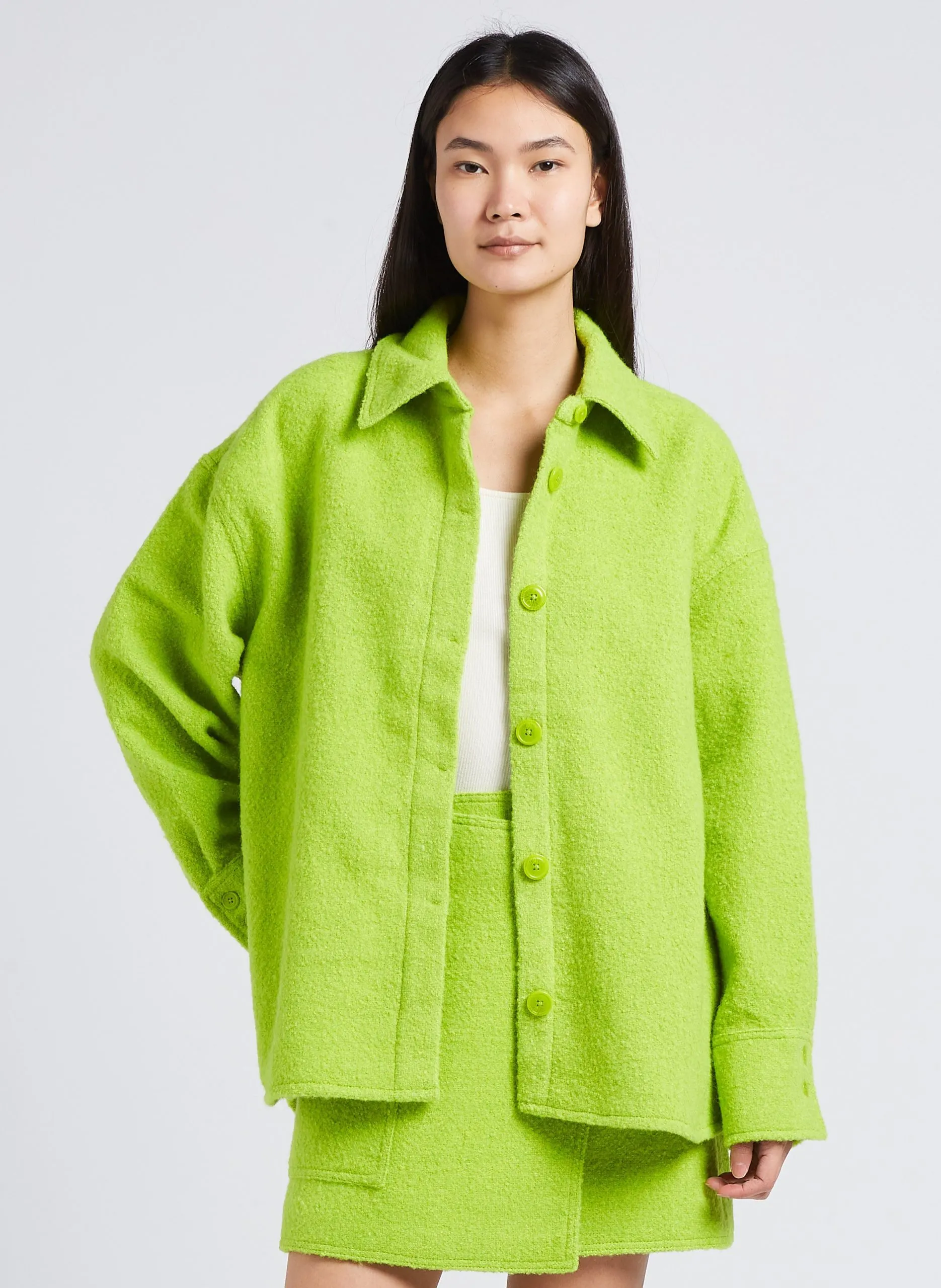 Veste ample col classique Vert INEZ